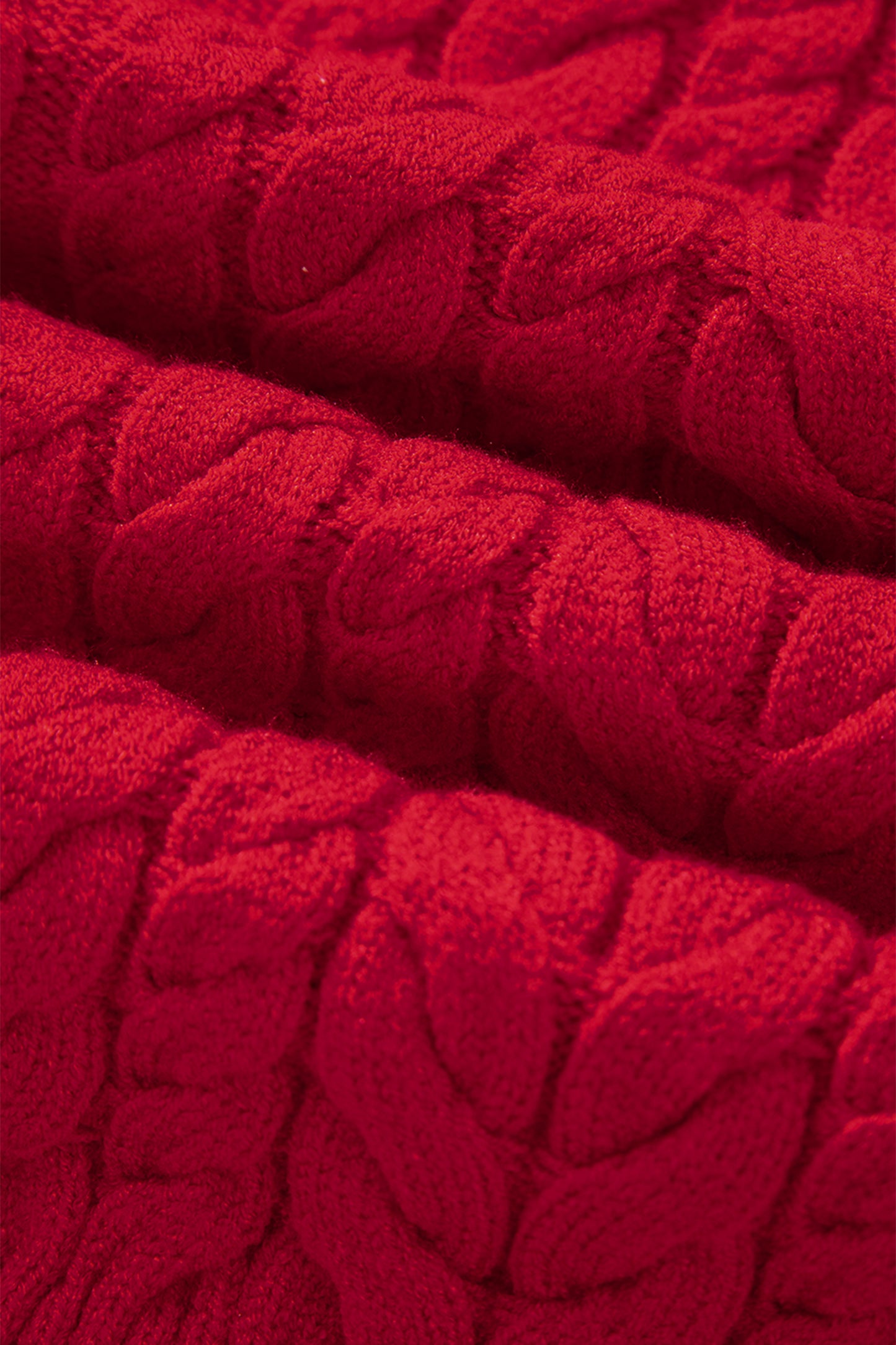 Fiery Red Cable Knit Baggy Sweater-TOPS / DRESSES-[Adult]-[Female]-2022 Online Blue Zone Planet