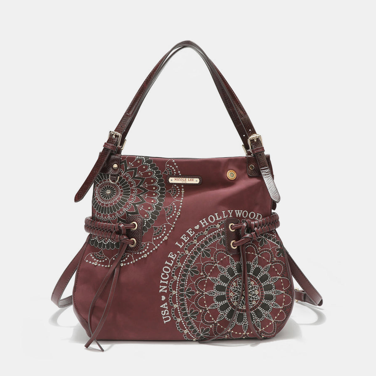 Blue Zone Planet | Nicole Lee USA Side Braided Tassel Inlaid Rhinestone Embroidery Hobo Bag-TOPS / DRESSES-[Adult]-[Female]-2022 Online Blue Zone Planet