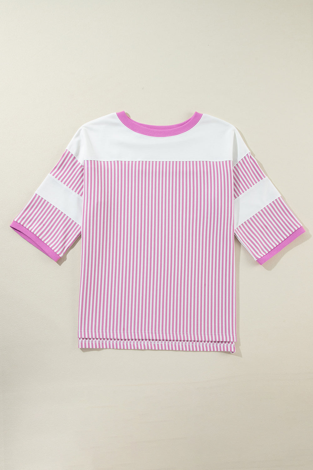 Blue Zone Planet | Black & White Striped Patchwork Oversized Tee-T Shirts-[Adult]-[Female]-2022 Online Blue Zone Planet