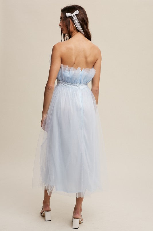 Paper Bag Frill Tulle Maxi Dress-[Adult]-[Female]-2022 Online Blue Zone Planet