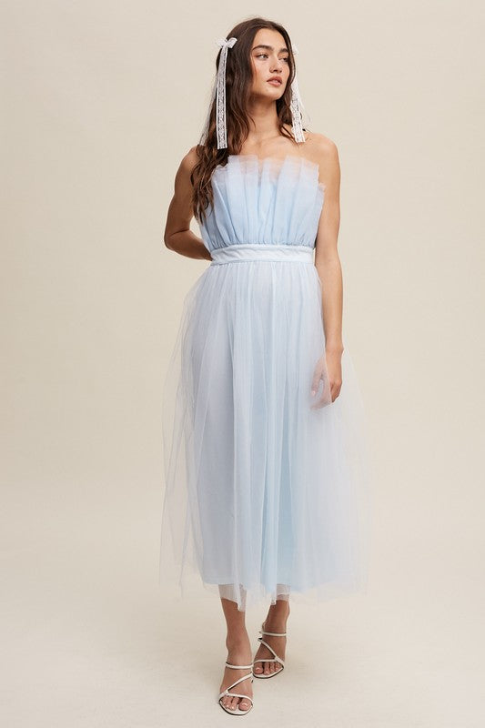 Paper Bag Frill Tulle Maxi Dress-[Adult]-[Female]-2022 Online Blue Zone Planet