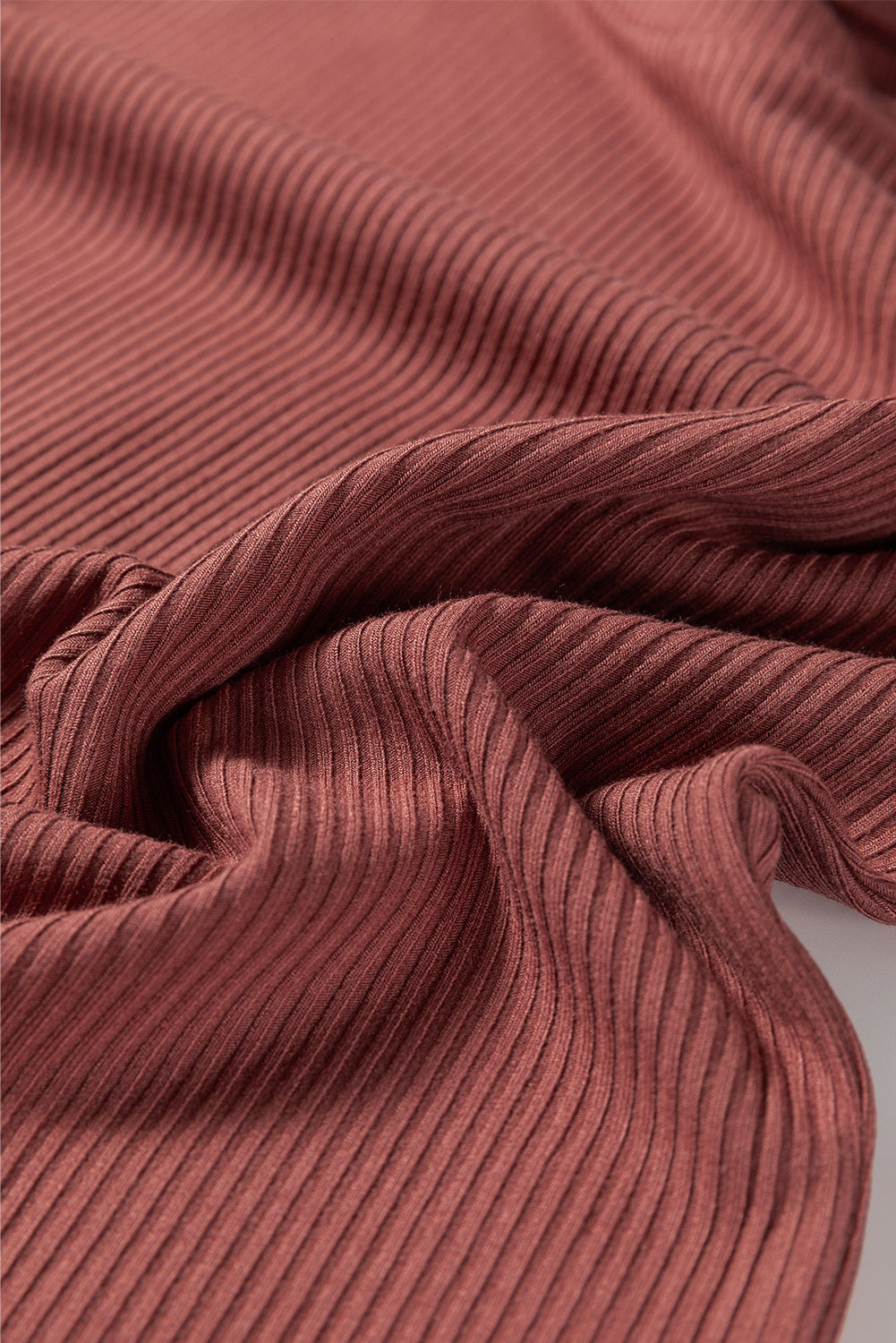 Mineral Red Ribbed Long Sleeve Crew Neck Solid Color Bodysuit-Tops/Bodysuits-[Adult]-[Female]-2022 Online Blue Zone Planet