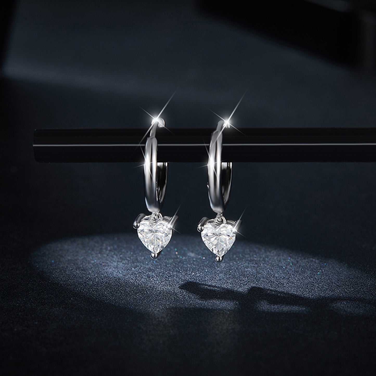 1 Carat Moissanite 925 Sterling Silver Heart Earrings-EARRINGS-[Adult]-[Female]-Silver-One Size-2022 Online Blue Zone Planet