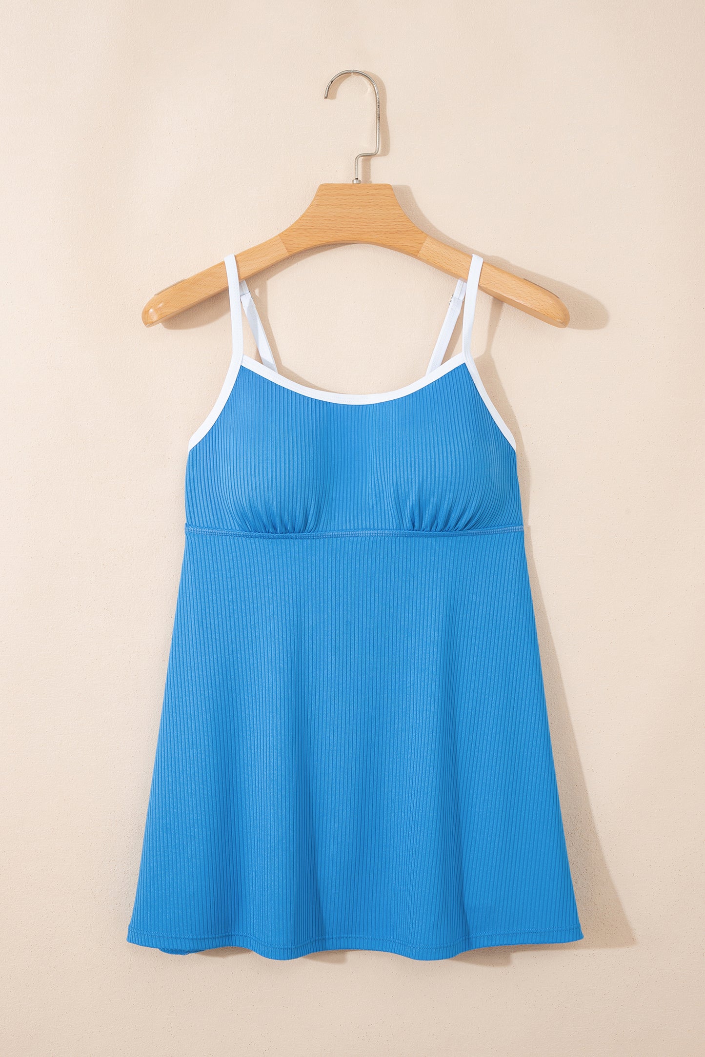 Dusk Blue Color Block Edge Ribbed Pocketed Lined Swim Dress-TOPS / DRESSES-[Adult]-[Female]-2022 Online Blue Zone Planet