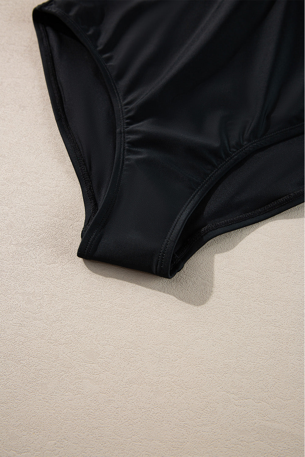 Black Color Contrast Ruffled Wrap V Neck Swimsuit-Swimwear/One Piece Swimsuit-[Adult]-[Female]-2022 Online Blue Zone Planet