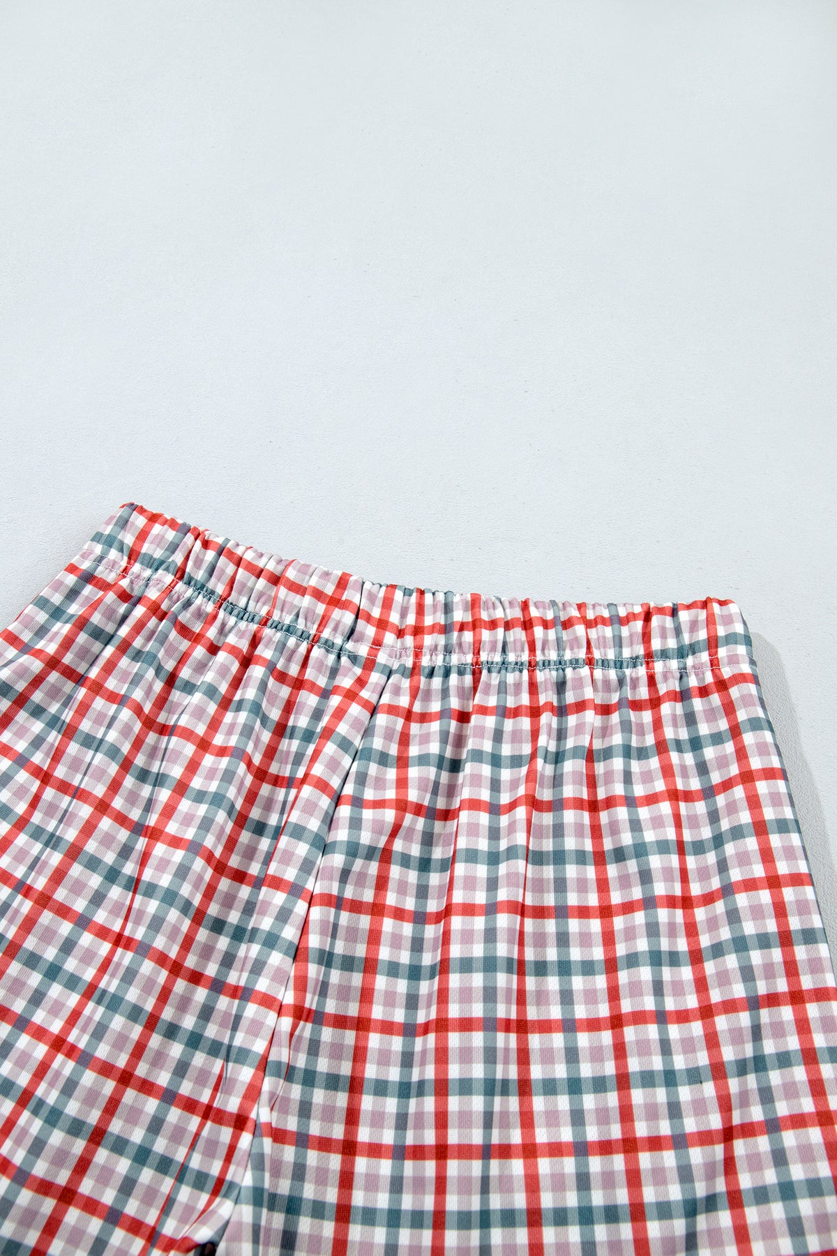 Multicolour Plaid MERRY Holiday Long Sleeve Top and Shorts Set-Two Piece Sets/Short Sets-[Adult]-[Female]-2022 Online Blue Zone Planet