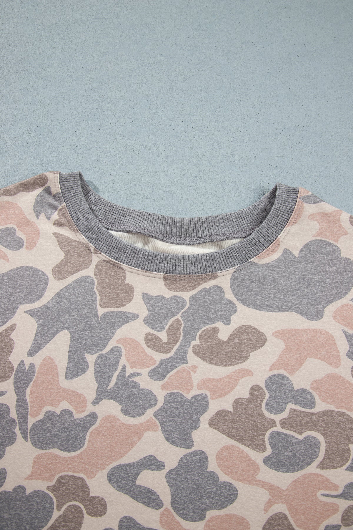 Multicolour Camouflage Long Sleeve Round Neck Two-Piece Plus Size Set-Plus Size/Plus Size Loungewear-[Adult]-[Female]-2022 Online Blue Zone Planet