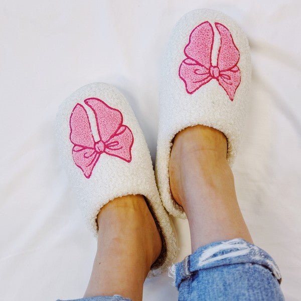 Pink Lounge Bow Cozy Slippers-[Adult]-[Female]-Pink-L/XL-2022 Online Blue Zone Planet