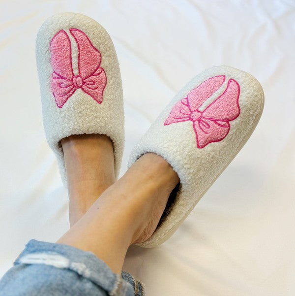 Pink Lounge Bow Cozy Slippers-[Adult]-[Female]-Pink-L/XL-2022 Online Blue Zone Planet