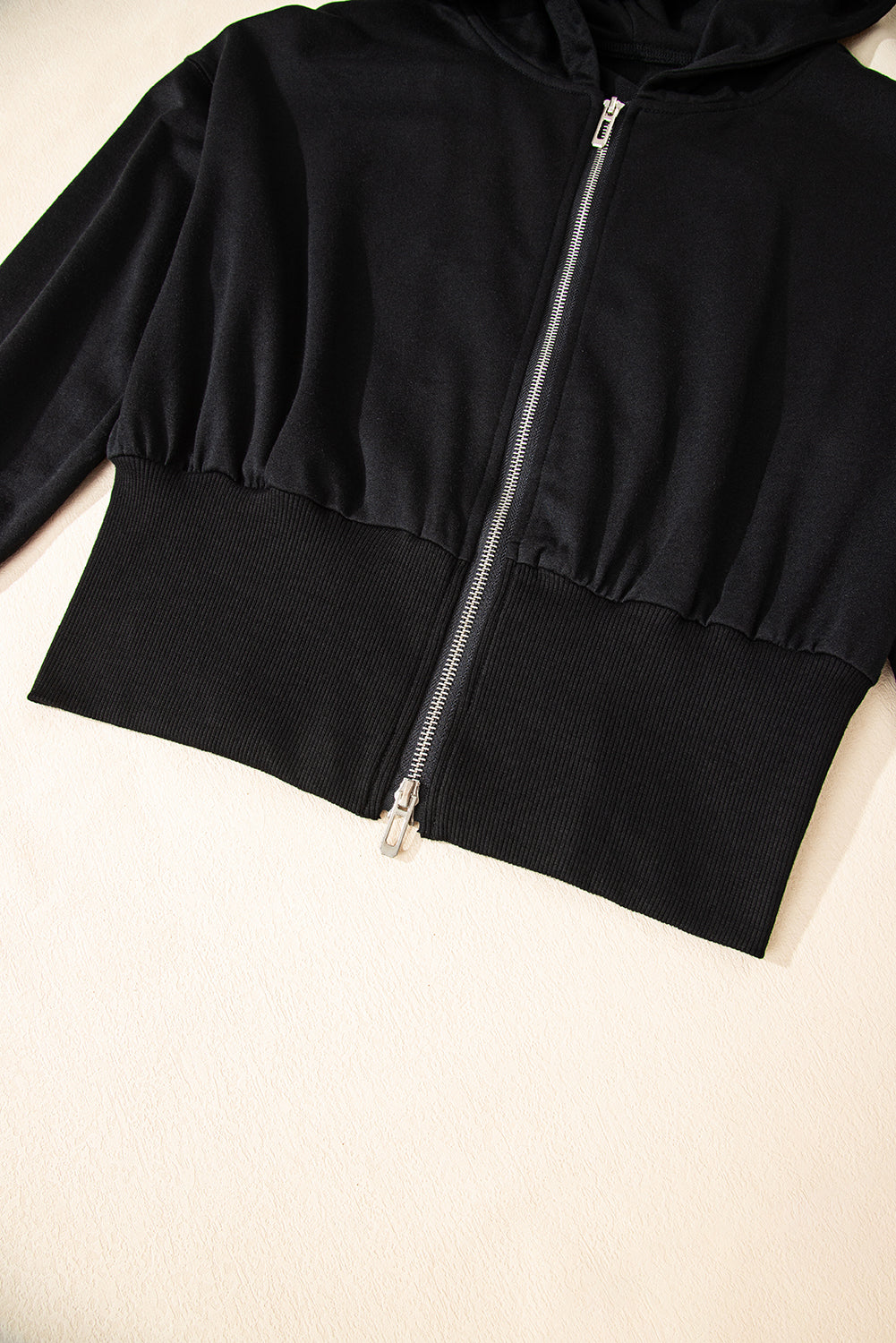 Black Double Zipper Hooded Jacket and Sweatpants Active Set-Tops / Dresses-[Adult]-[Female]-2022 Online Blue Zone Planet