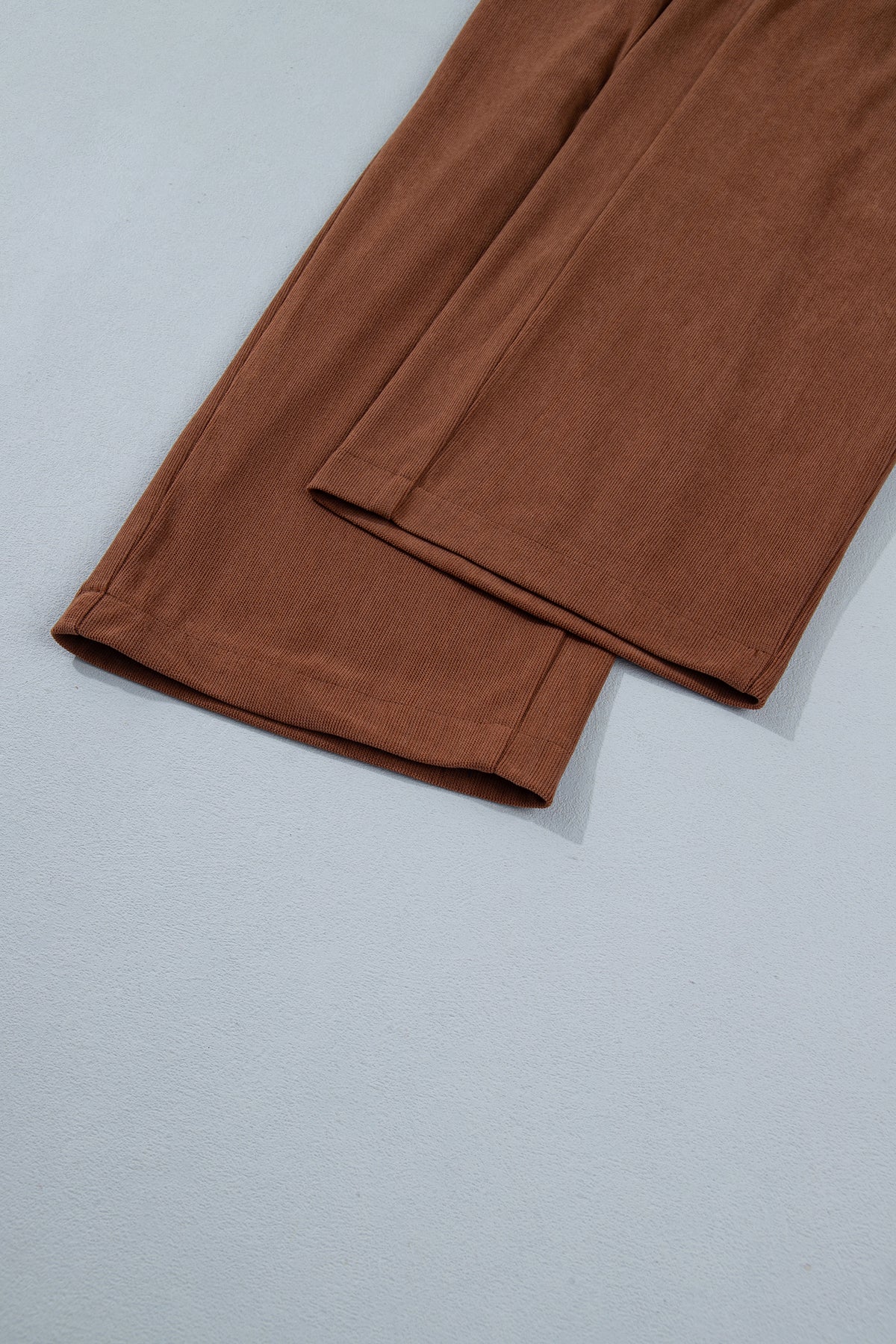 Coffee Elastic Waist Straight Leg Ankle Length Corduroy Pants-Bottoms/Pants & Culotte-[Adult]-[Female]-2022 Online Blue Zone Planet