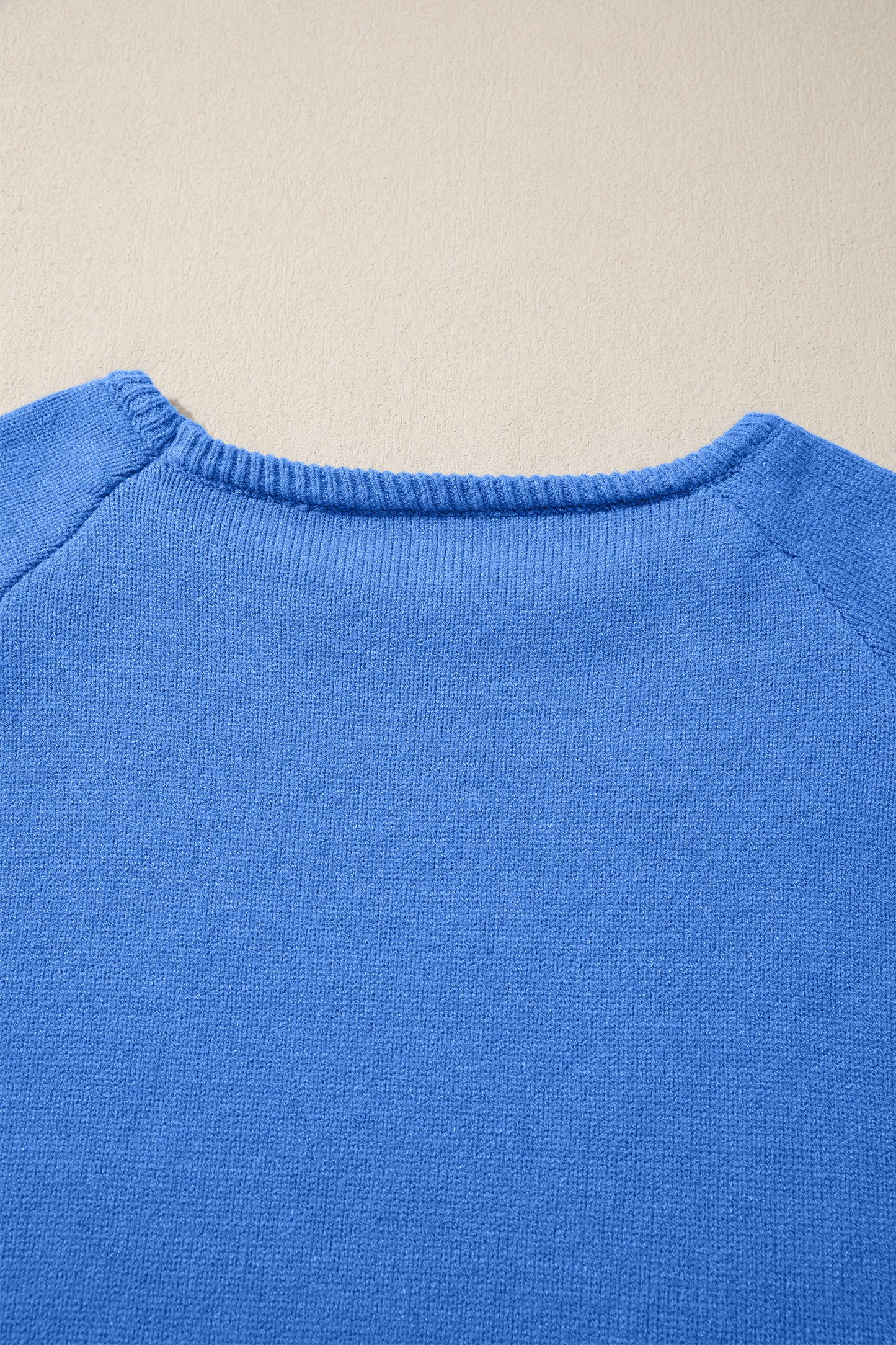 Sky Blue Solid Color Knit Loose Bracelet Sleeve Dolman Sweater