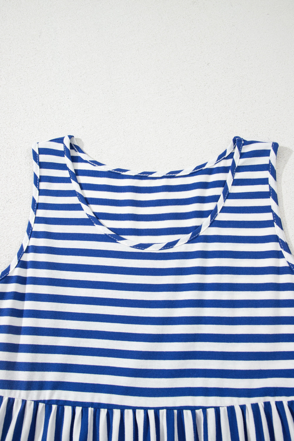 Sky Blue Stripe U Neck Sleeveless Loose Fit Mini Dress-TOPS / DRESSES-[Adult]-[Female]-2022 Online Blue Zone Planet