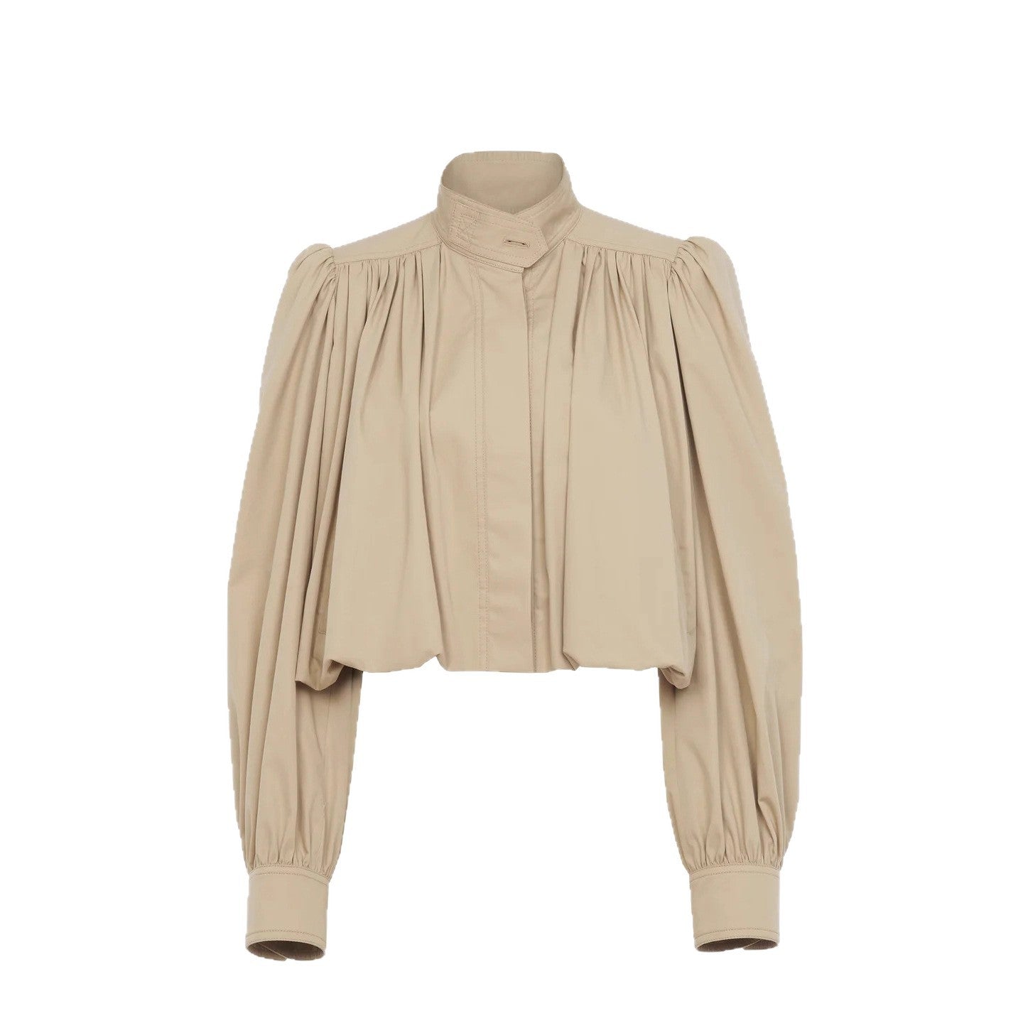 Tina's Puff Sleeve Cropped Jacket-TOPS / DRESSES-[Adult]-[Female]-Khaki-L-2022 Online Blue Zone Planet