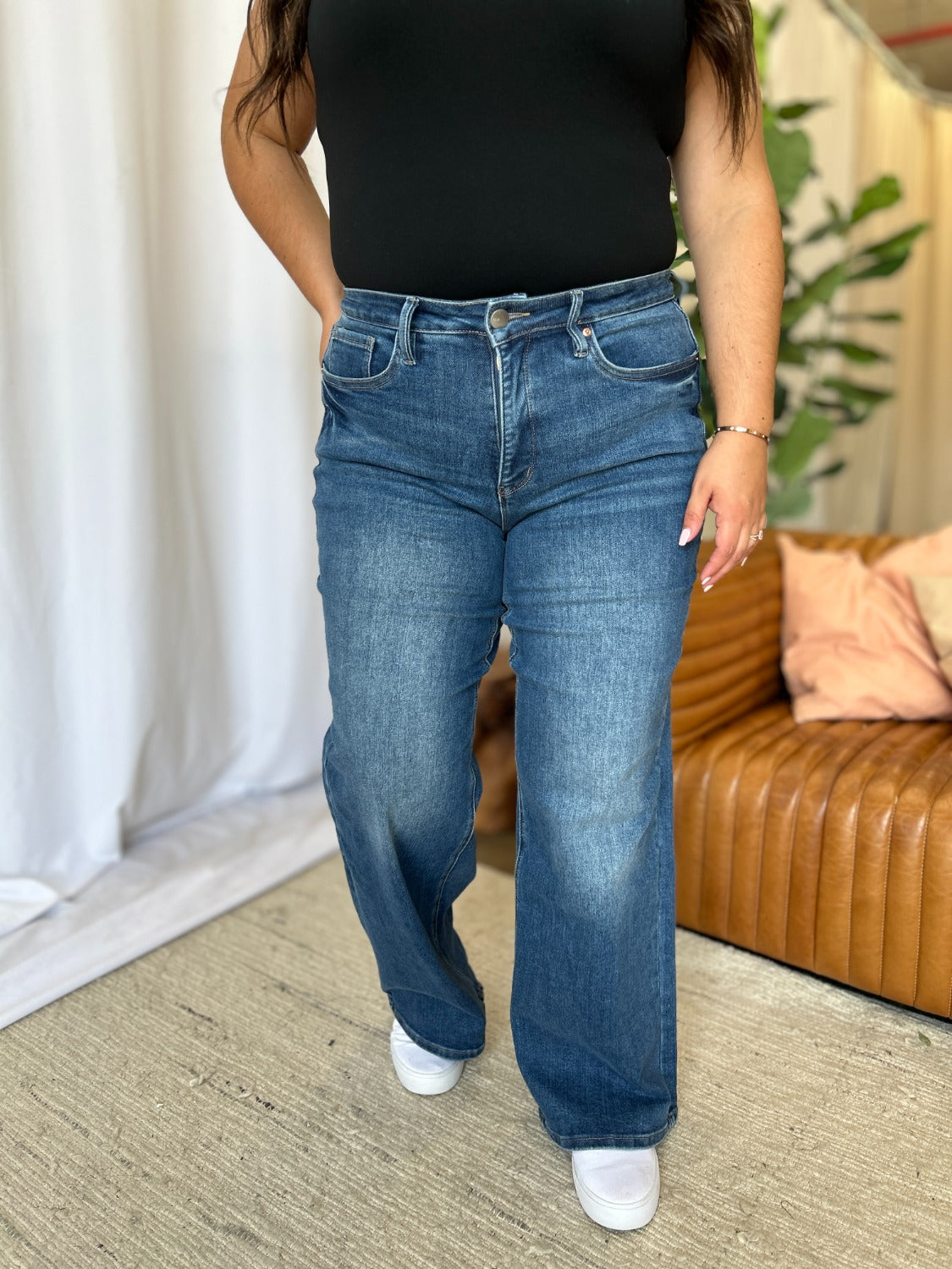 RFM Full Size High Rise Tummy Control Wide Leg Jeans-BOTTOMS SIZES SMALL MEDIUM LARGE-[Adult]-[Female]-2022 Online Blue Zone Planet