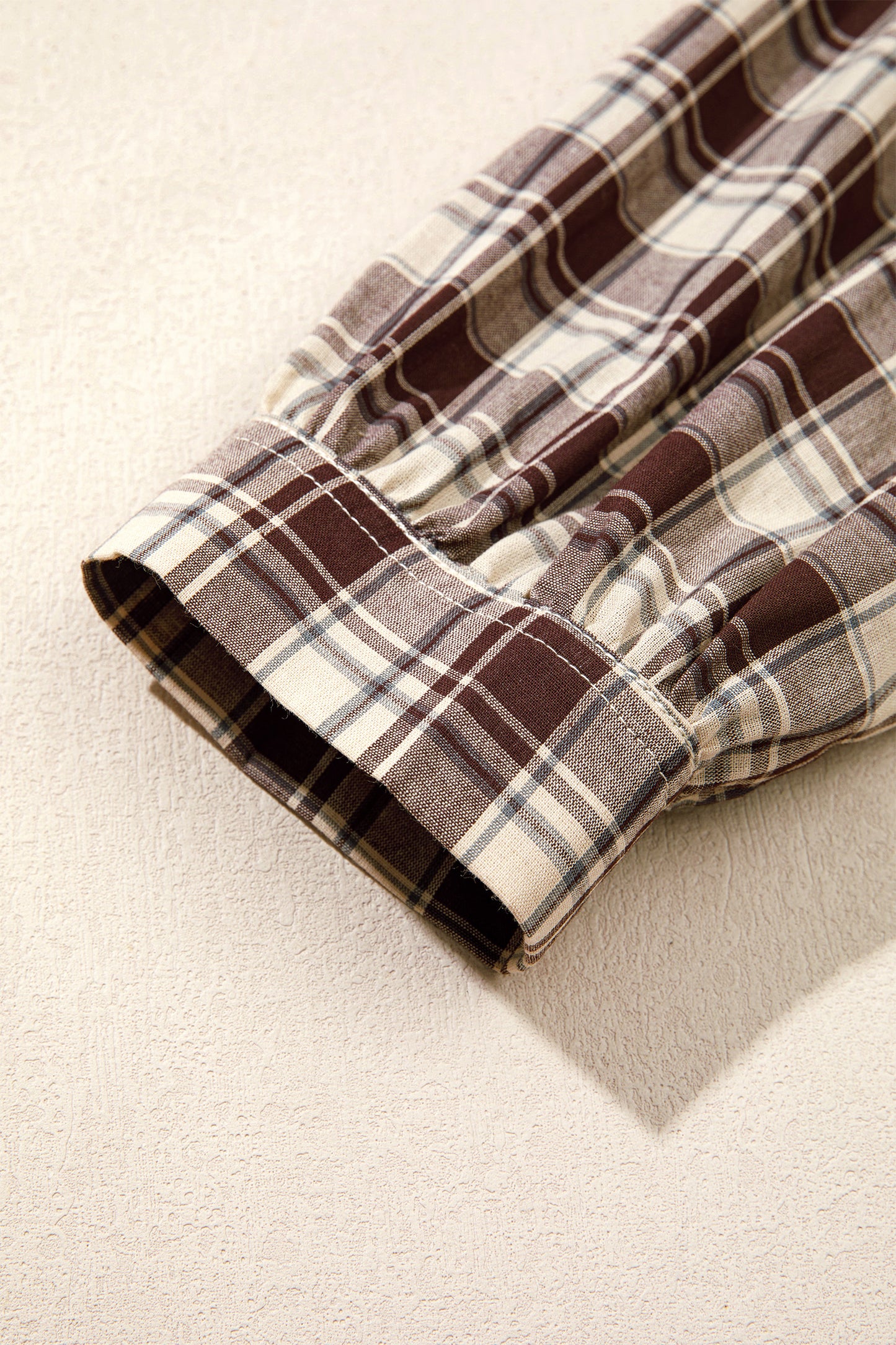 Brown Plaid Long Sleeve Short Shift Mini Dress-TOPS / DRESSES-[Adult]-[Female]-2022 Online Blue Zone Planet