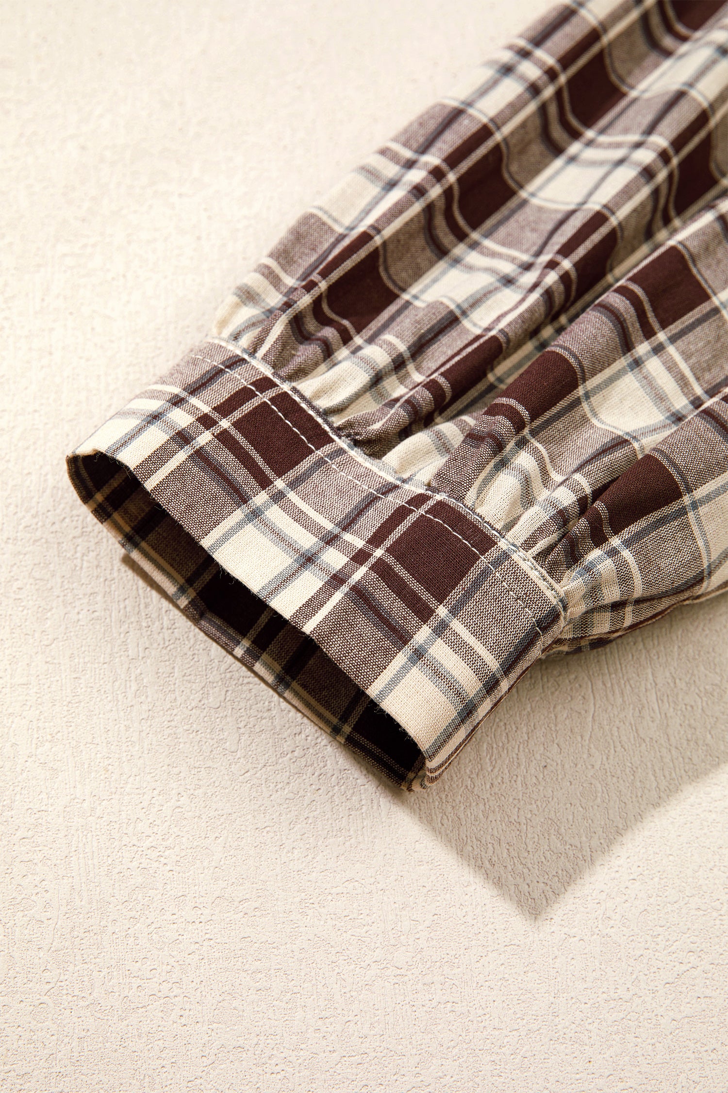 Brown Plaid Long Sleeve Short Shift Mini Dress-TOPS / DRESSES-[Adult]-[Female]-2022 Online Blue Zone Planet