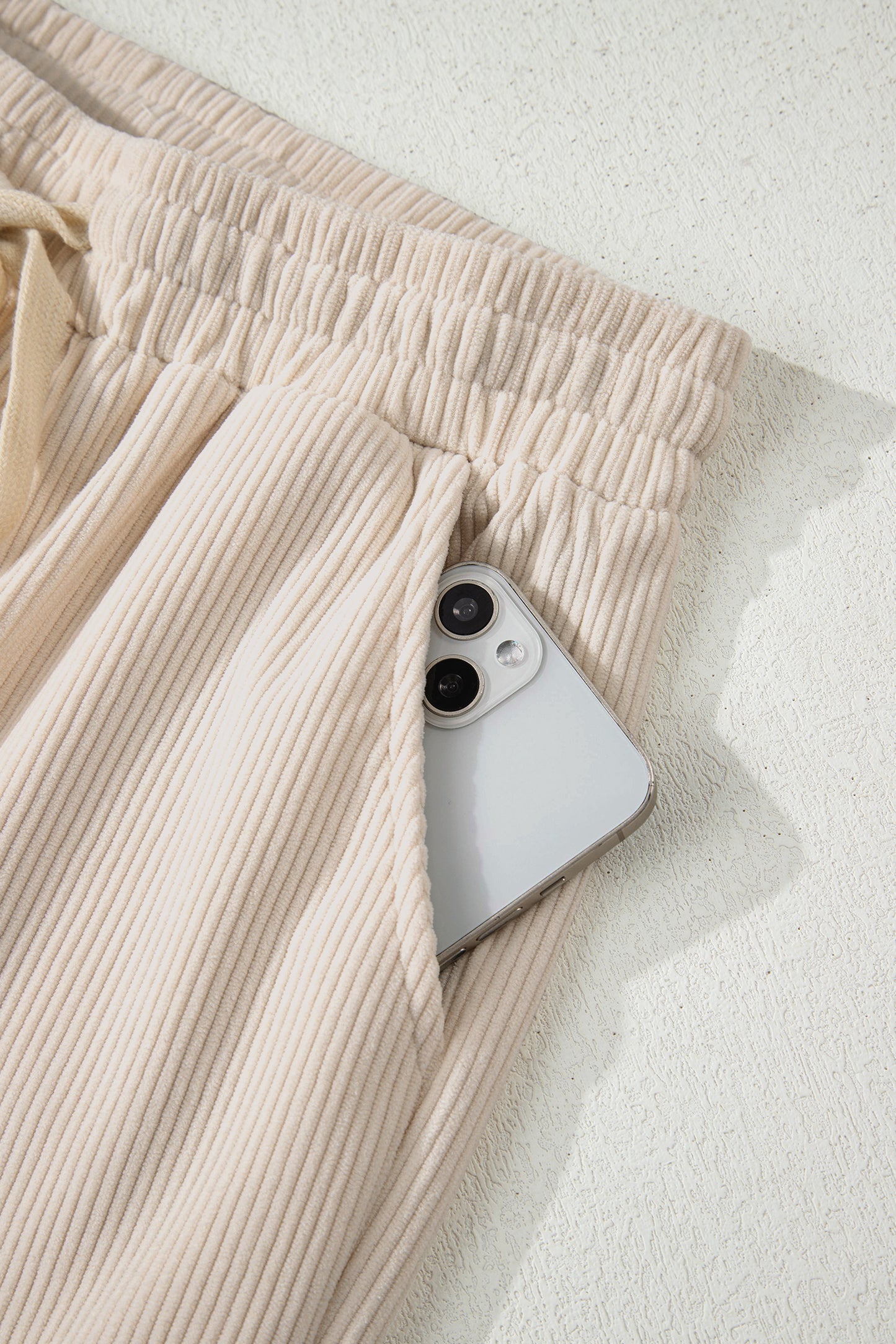 Jet Stream Drawstring Elastic Waist Casual Corduroy Pants-Tops / Dresses-[Adult]-[Female]-2022 Online Blue Zone Planet