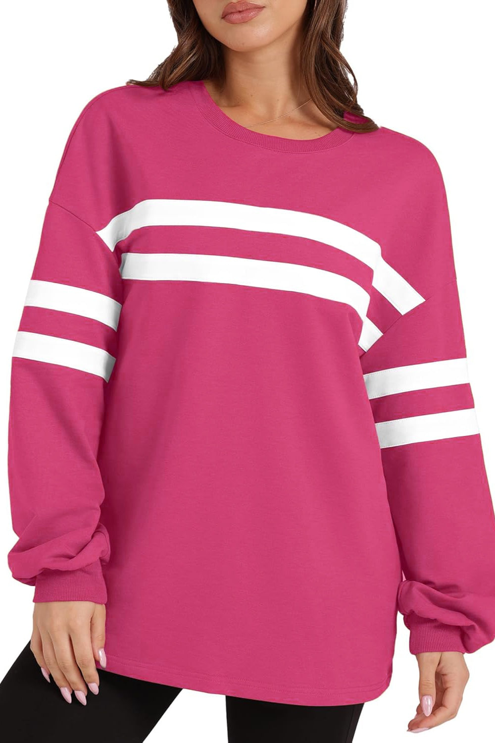 Lovelet Striped Round Neck Dropped Shoulder Sweatshirt-TOPS / DRESSES-[Adult]-[Female]-2022 Online Blue Zone Planet