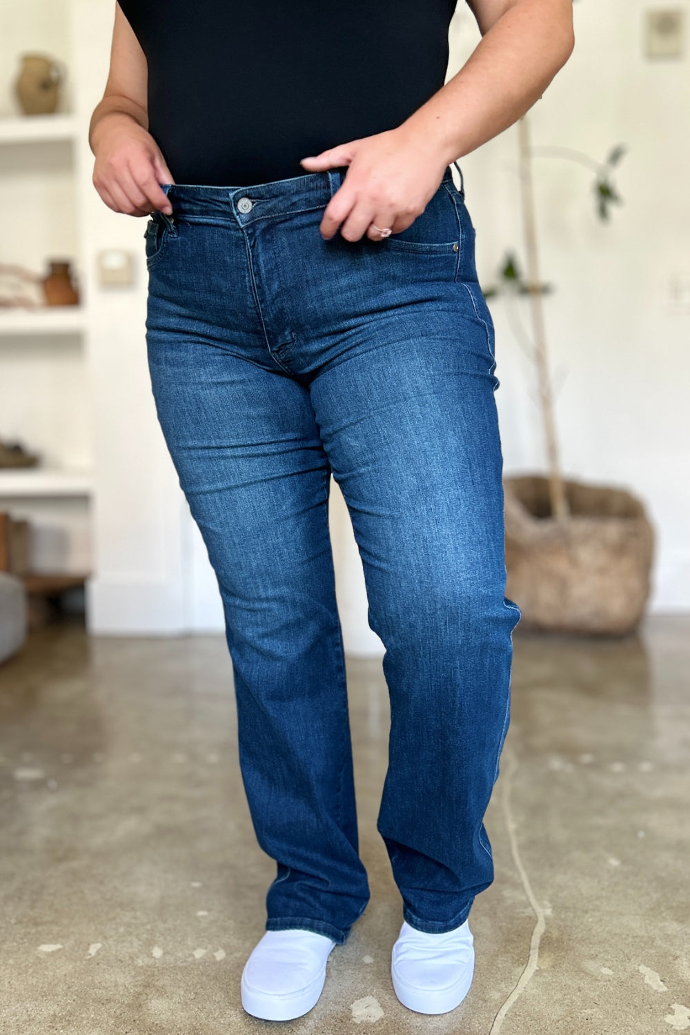 Blue Zone Planet | Judy Blue Full Size Tummy Control Straight Jeans-TOPS / DRESSES-[Adult]-[Female]-2022 Online Blue Zone Planet