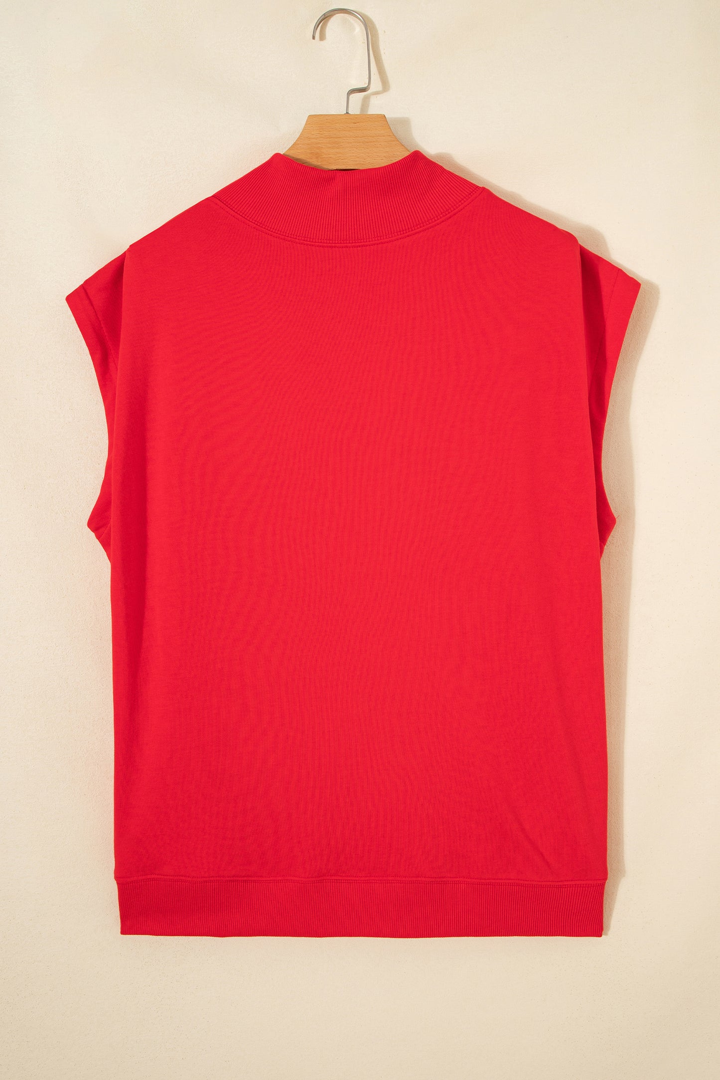 Light Grey Solid Color High Neck Cap Sleeve Loose Top-Tops/Tops & Tees-[Adult]-[Female]-2022 Online Blue Zone Planet