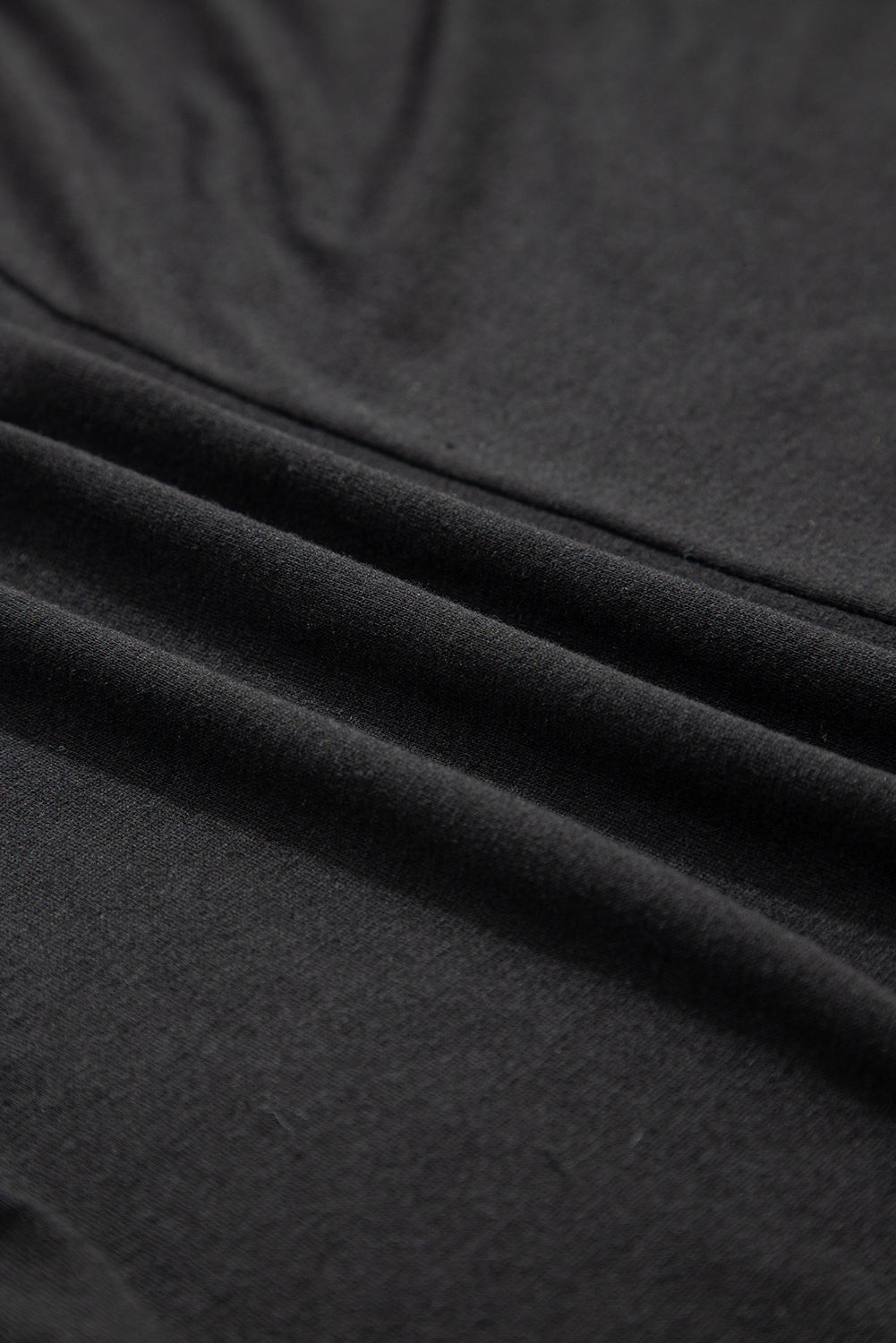 Black Solid Colour V-Neck Double Layer Sleeve Loose T-Shirt-Tops/Tops & Tees-[Adult]-[Female]-2022 Online Blue Zone Planet