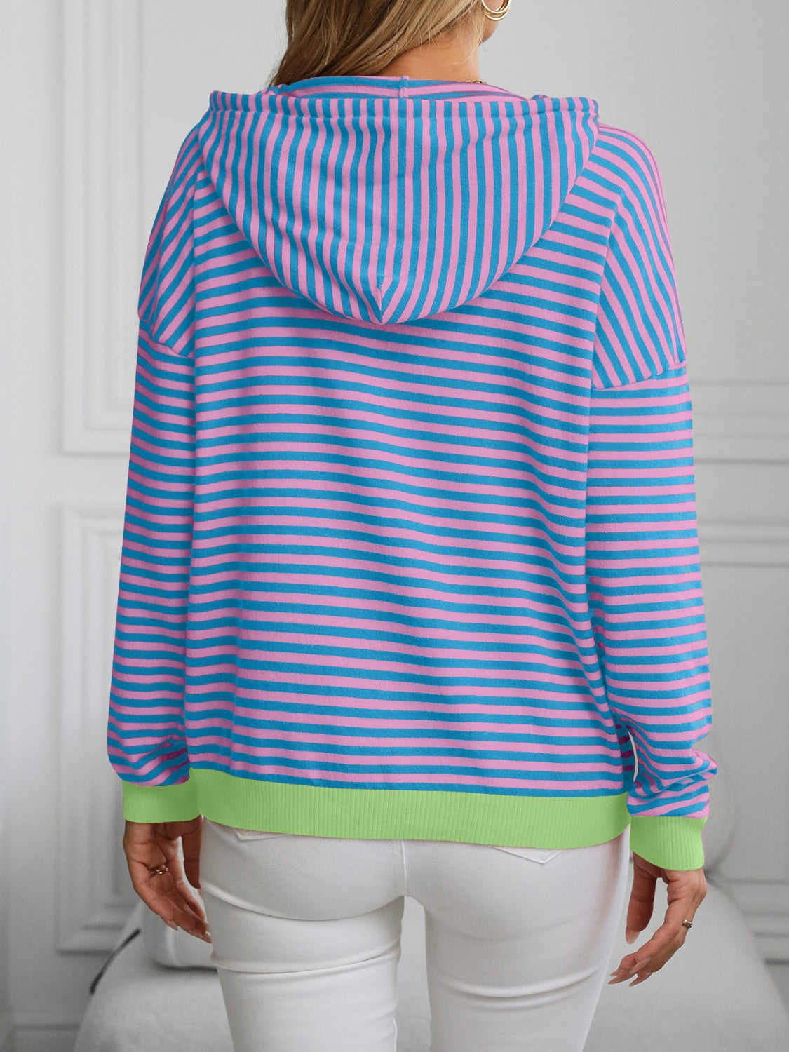 Blue Zone Planet | Mandy Striped Long Sleeve Hooded Knit Top-TOPS / DRESSES-[Adult]-[Female]-2022 Online Blue Zone Planet