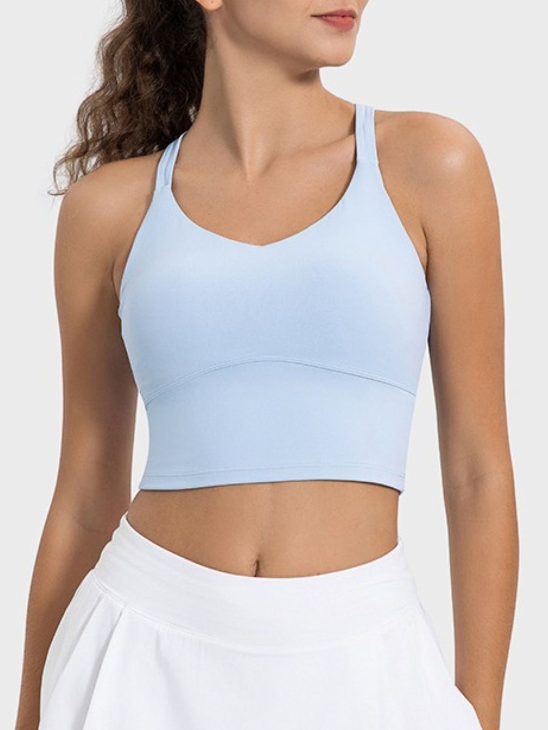 Blue Zone Planet | Millennia Crisscross Round Neck Active Tank-TOPS / DRESSES-[Adult]-[Female]-Light Blue-4-2022 Online Blue Zone Planet