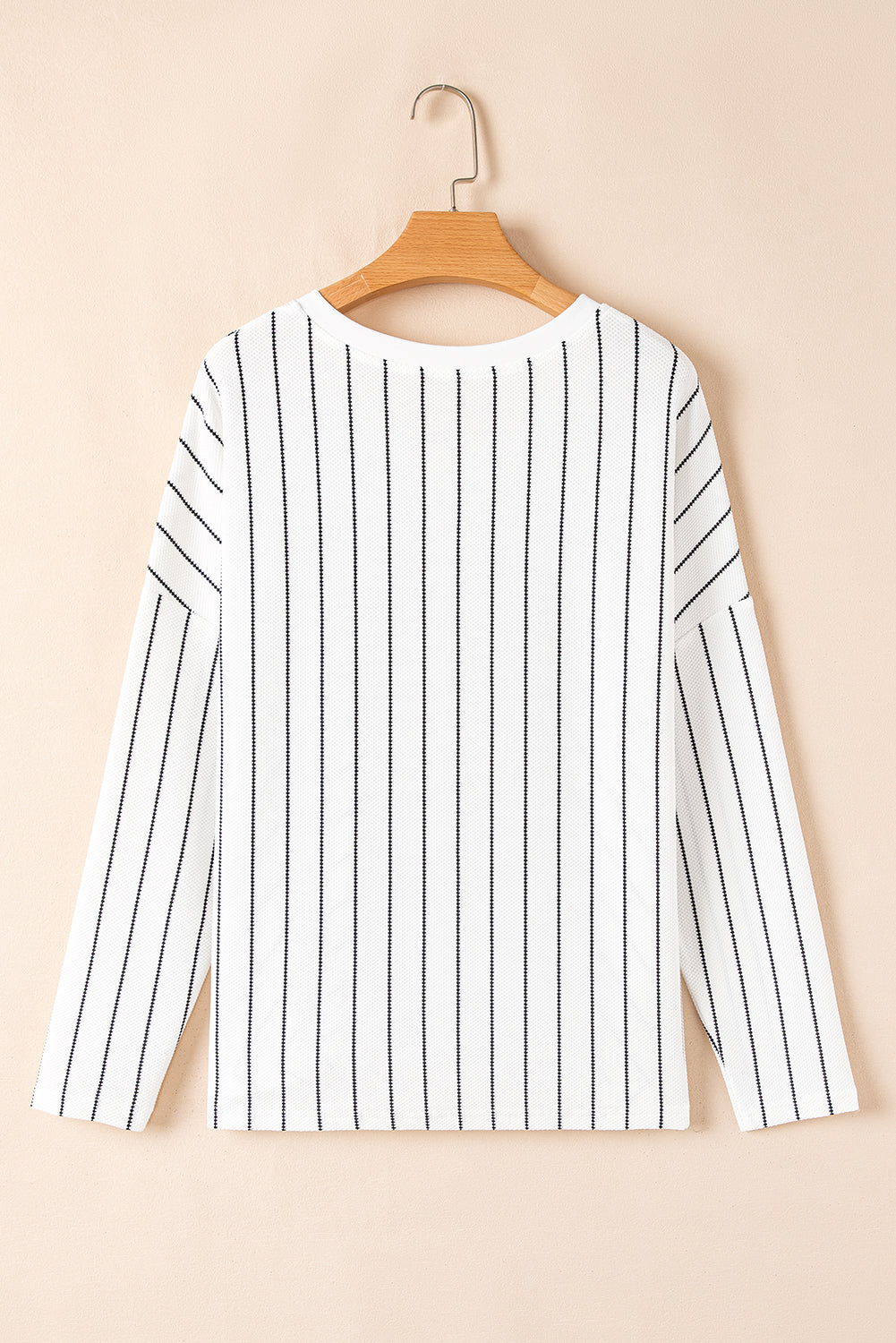 Blue Zone Planet | Black Stripe Chevron Striped V Neck Long Sleeve Casual Top-Tops/Long Sleeve Tops-[Adult]-[Female]-2022 Online Blue Zone Planet