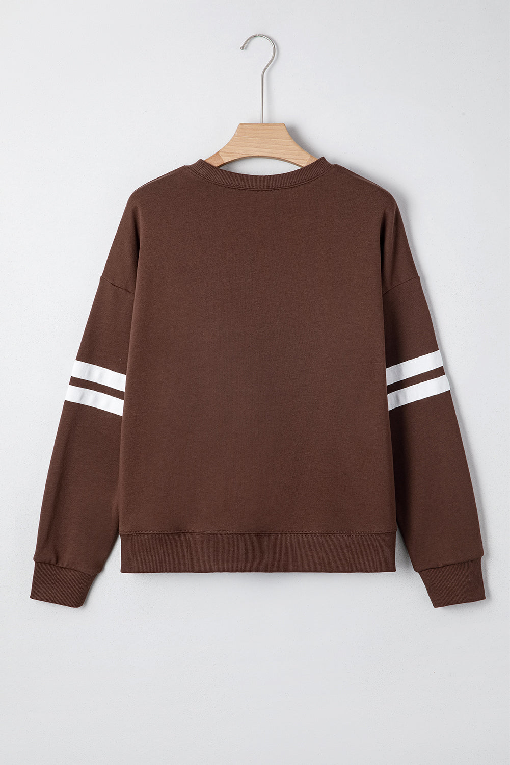 White Varsity Striped Detail Drop Shoulder Oversized Sweatshirt-Tops/Sweatshirts & Hoodies-[Adult]-[Female]-2022 Online Blue Zone Planet