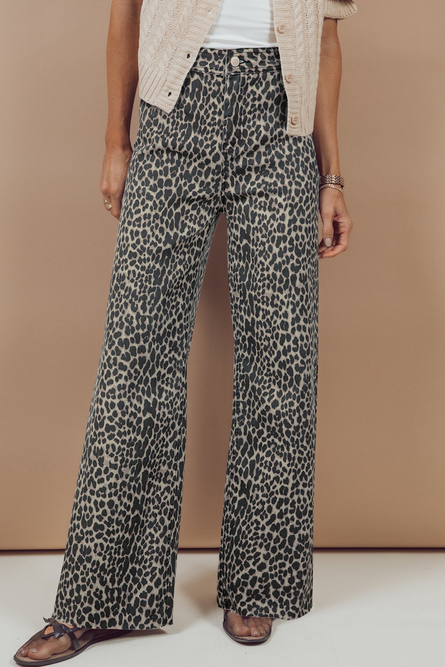 Black Leopard Print Wide Leg High Waist Jeans-Bottoms/Jeans-[Adult]-[Female]-2022 Online Blue Zone Planet