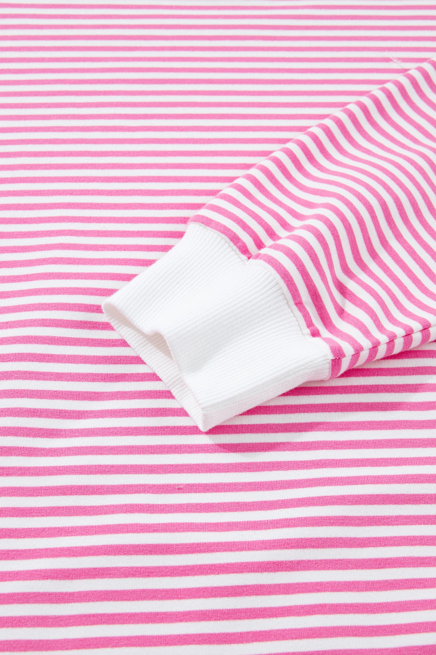 Pink Stripe Oversize Mock Neck Sweatshirt and Shorts Set-Two Piece Sets/Short Sets-[Adult]-[Female]-2022 Online Blue Zone Planet