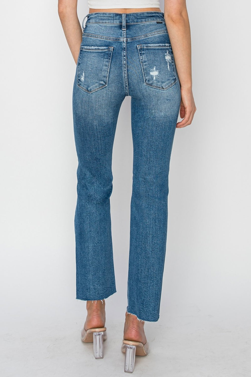 RISEN High Rise Distressed Ankle Jeans-BOTTOMS SIZES SMALL MEDIUM LARGE-[Adult]-[Female]-2022 Online Blue Zone Planet