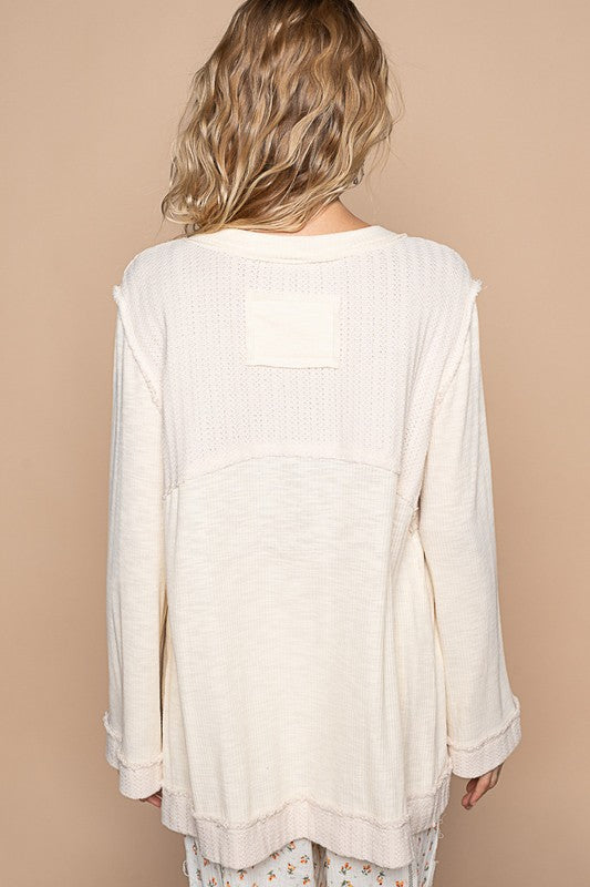 Blue Zone Planet | POL Embroidered Round Neck Long Sleeve Knit Top-TOPS / DRESSES-[Adult]-[Female]-2022 Online Blue Zone Planet