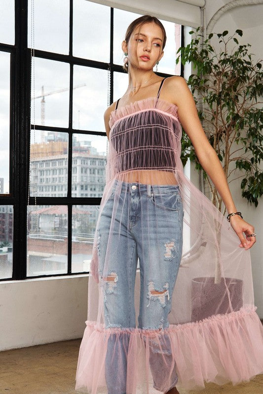 ADORA Ruffled Mesh Cover Up Dress-TOPS / DRESSES-[Adult]-[Female]-2022 Online Blue Zone Planet