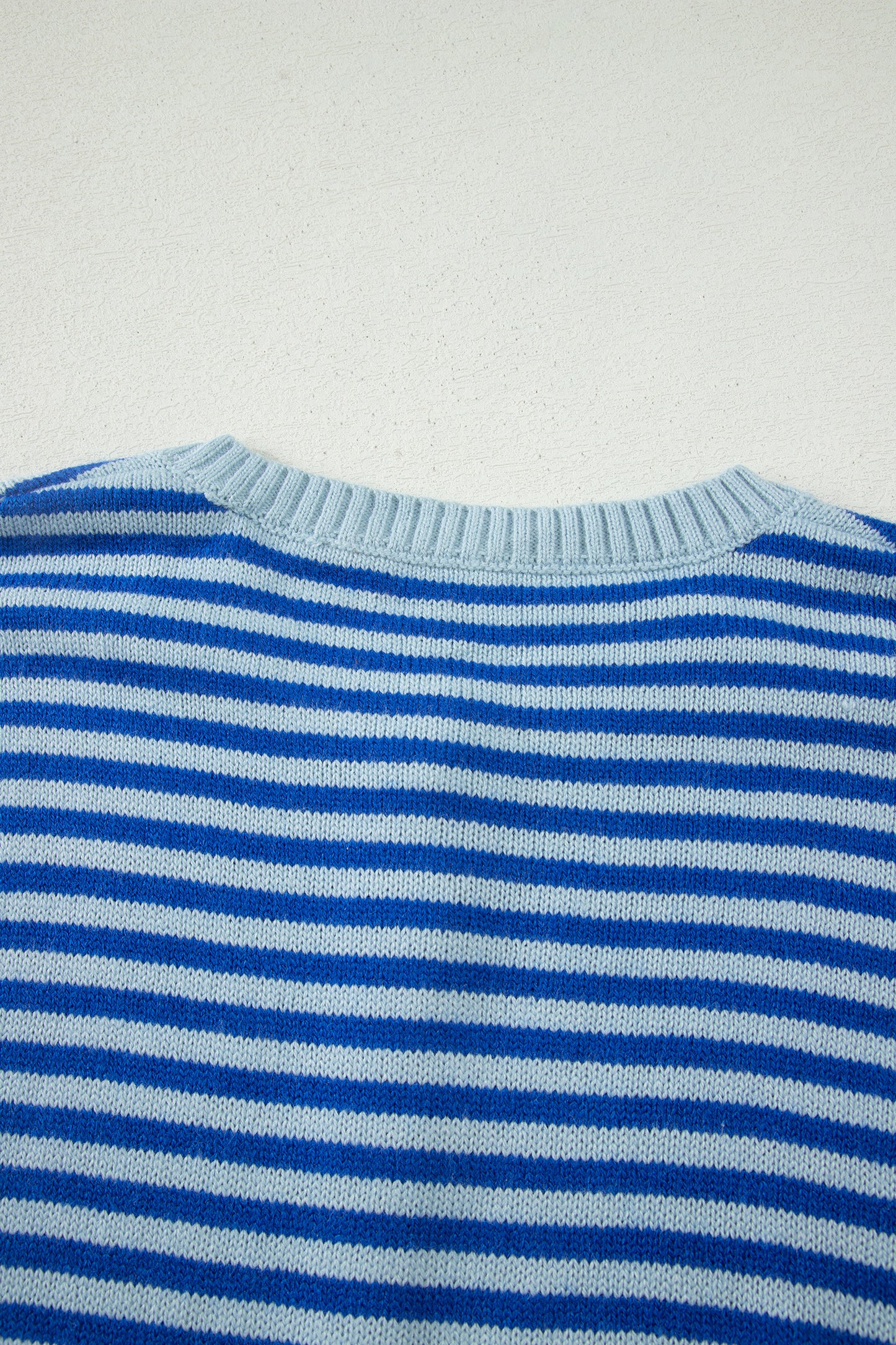 Blue Stripe Loose Half Sleeve Knit Button Down Sweater Cardigan-Sweaters & Cardigans/Cardigans-[Adult]-[Female]-2022 Online Blue Zone Planet