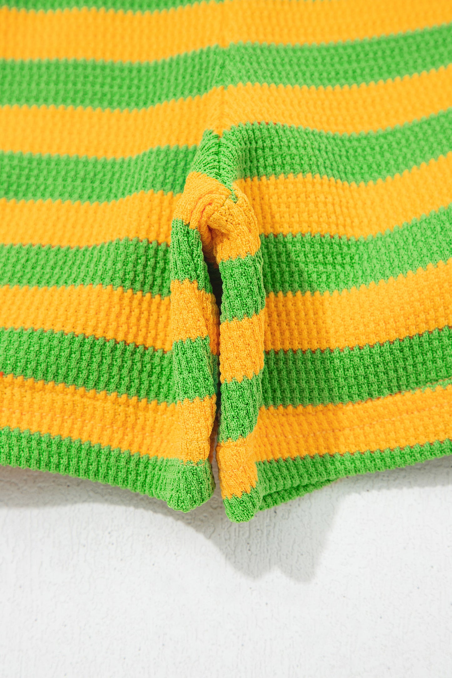 Yellow Stripe Puff Short Sleeve T Shirt Matching Shorts Set-Two Piece Sets/Short Sets-[Adult]-[Female]-2022 Online Blue Zone Planet