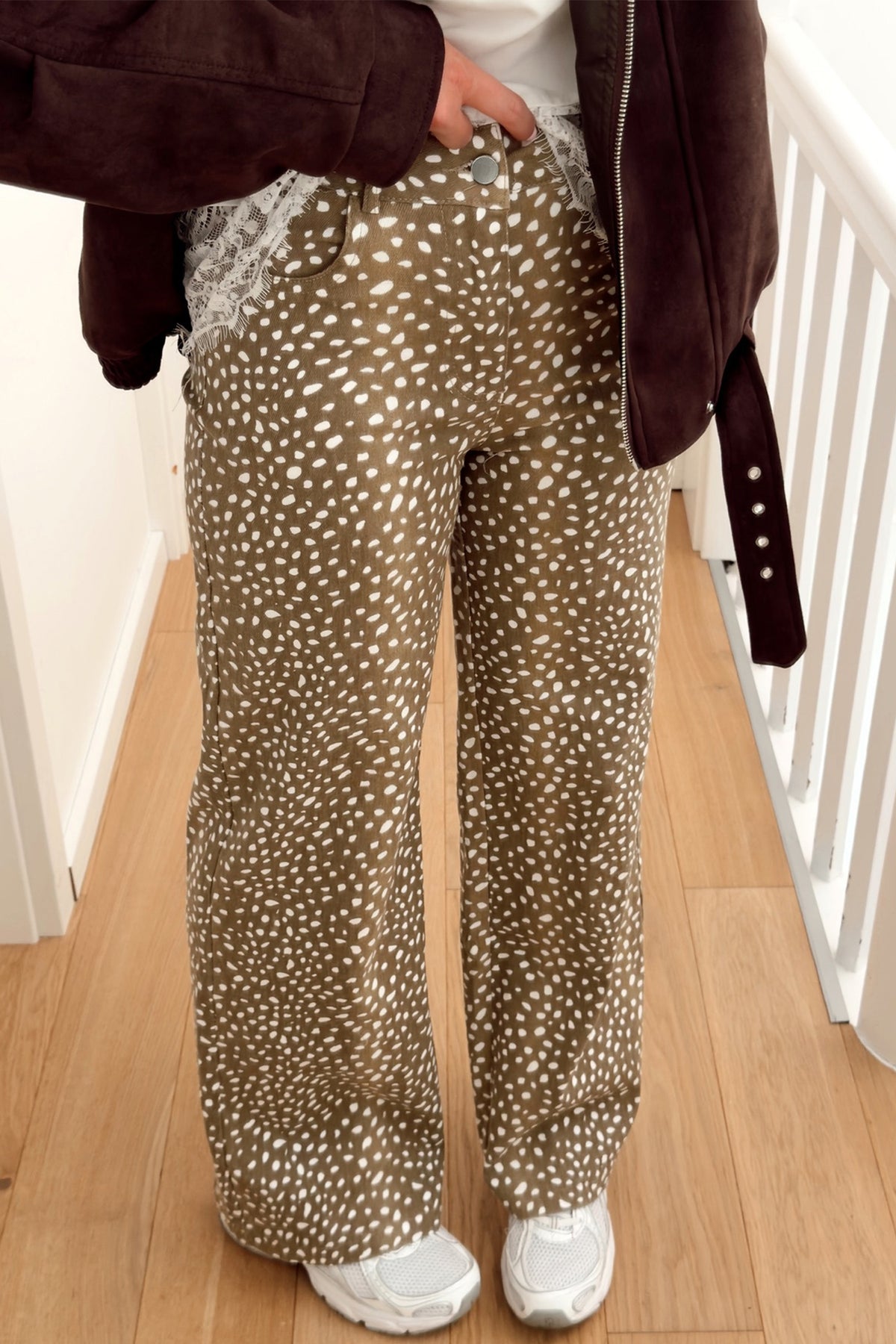 Brown Cheetah Print Pocketed Casual Shift Jeans-TOPS / DRESSES-[Adult]-[Female]-Brown-4-2022 Online Blue Zone Planet