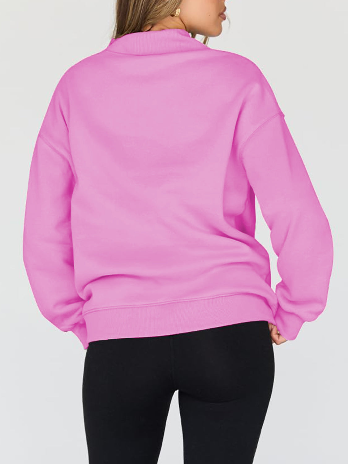 Blue Zone Planet | Mock Neck Drop Shoulder Long Sleeve Sweatshirt-TOPS / DRESSES-[Adult]-[Female]-2022 Online Blue Zone Planet