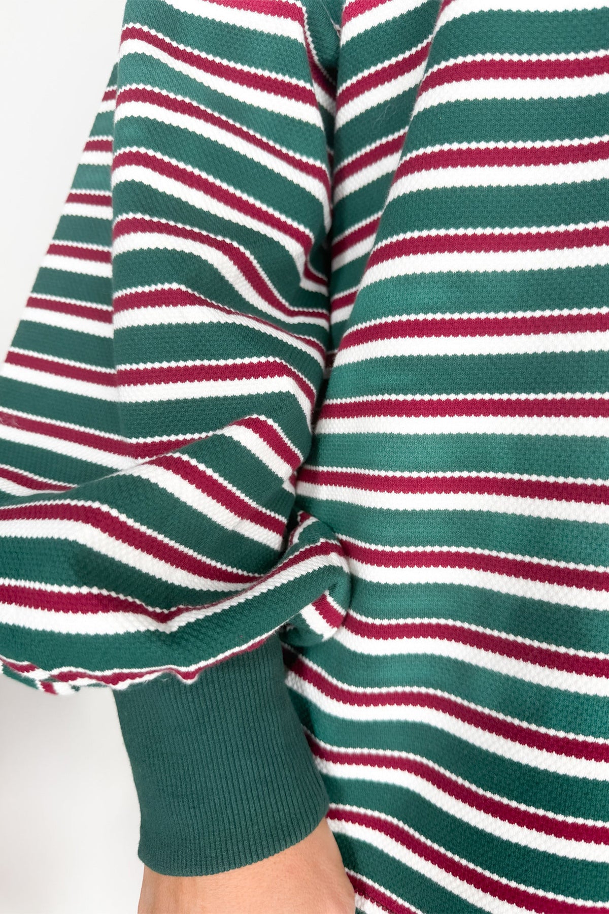 Green Stripe Striped Colorblock Round Neck Long Sleeve Shift Plus Size Sweatshirt-Plus Size/Plus Size Sweatshirts & Hoodies-[Adult]-[Female]-2022 Online Blue Zone Planet