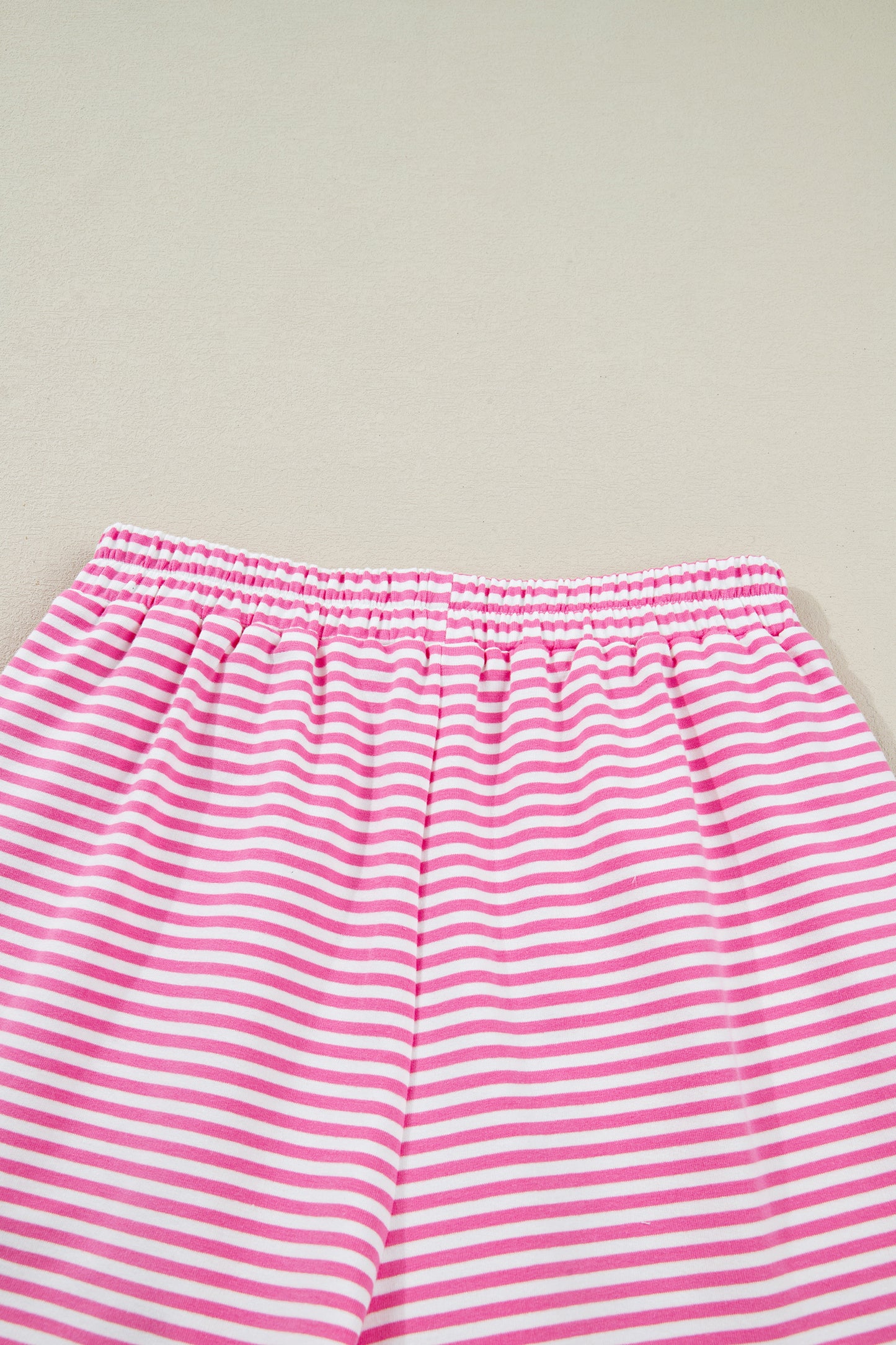 Pink Stripe Oversize Mock Neck Sweatshirt and Shorts Set-Two Piece Sets/Short Sets-[Adult]-[Female]-2022 Online Blue Zone Planet