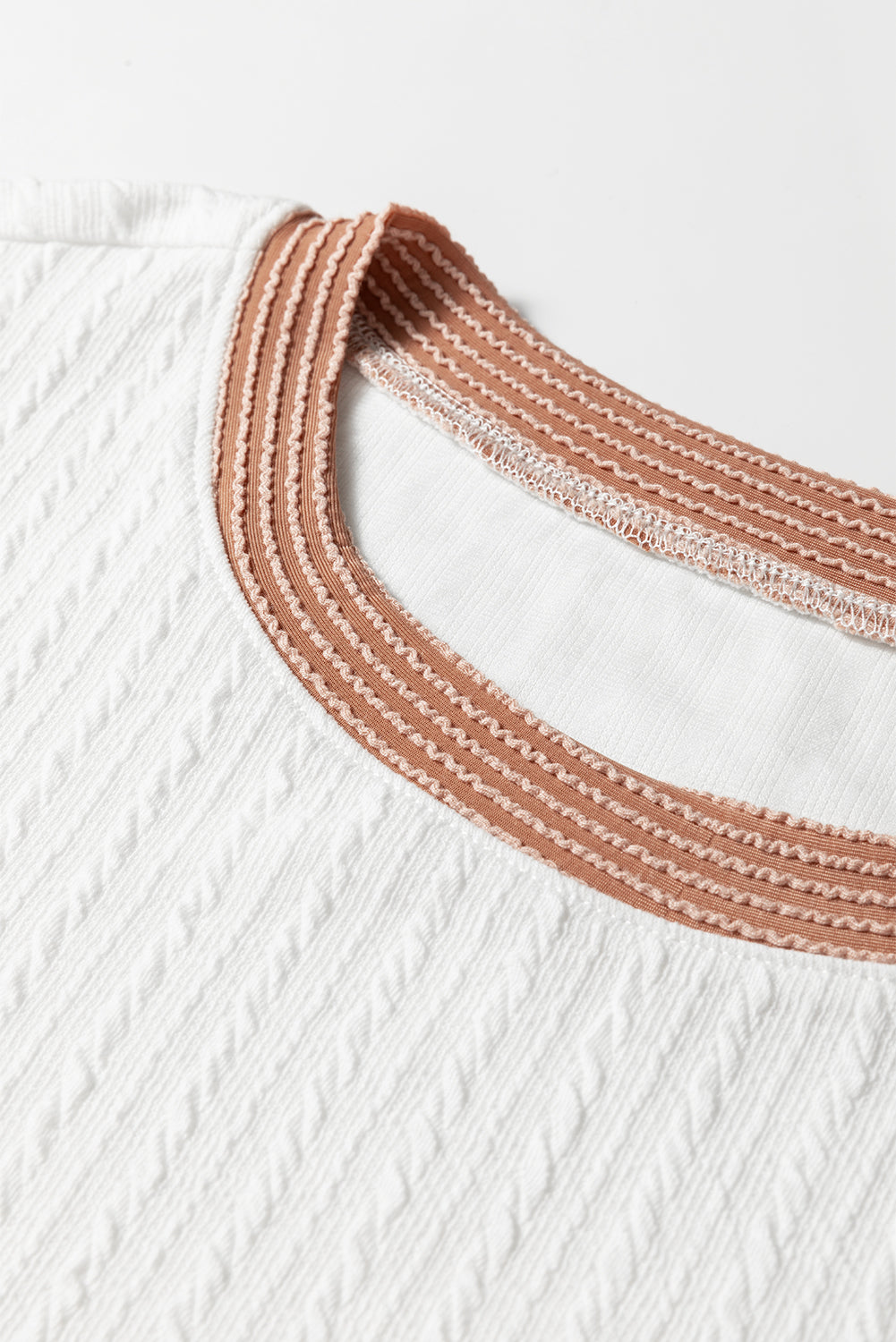 White Cable Texture Ribbed Color Block Plus Size Knit Top-Plus Size/Plus Size Tops/Plus Size Long Sleeve Tops-[Adult]-[Female]-2022 Online Blue Zone Planet