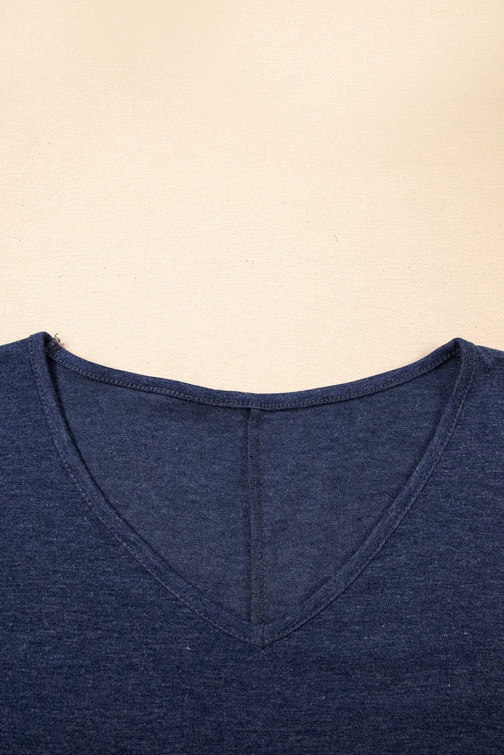 Dune Solid Colour V-Neck Double Layer Sleeve Loose T-Shirt-Tops/Tops & Tees-[Adult]-[Female]-2022 Online Blue Zone Planet