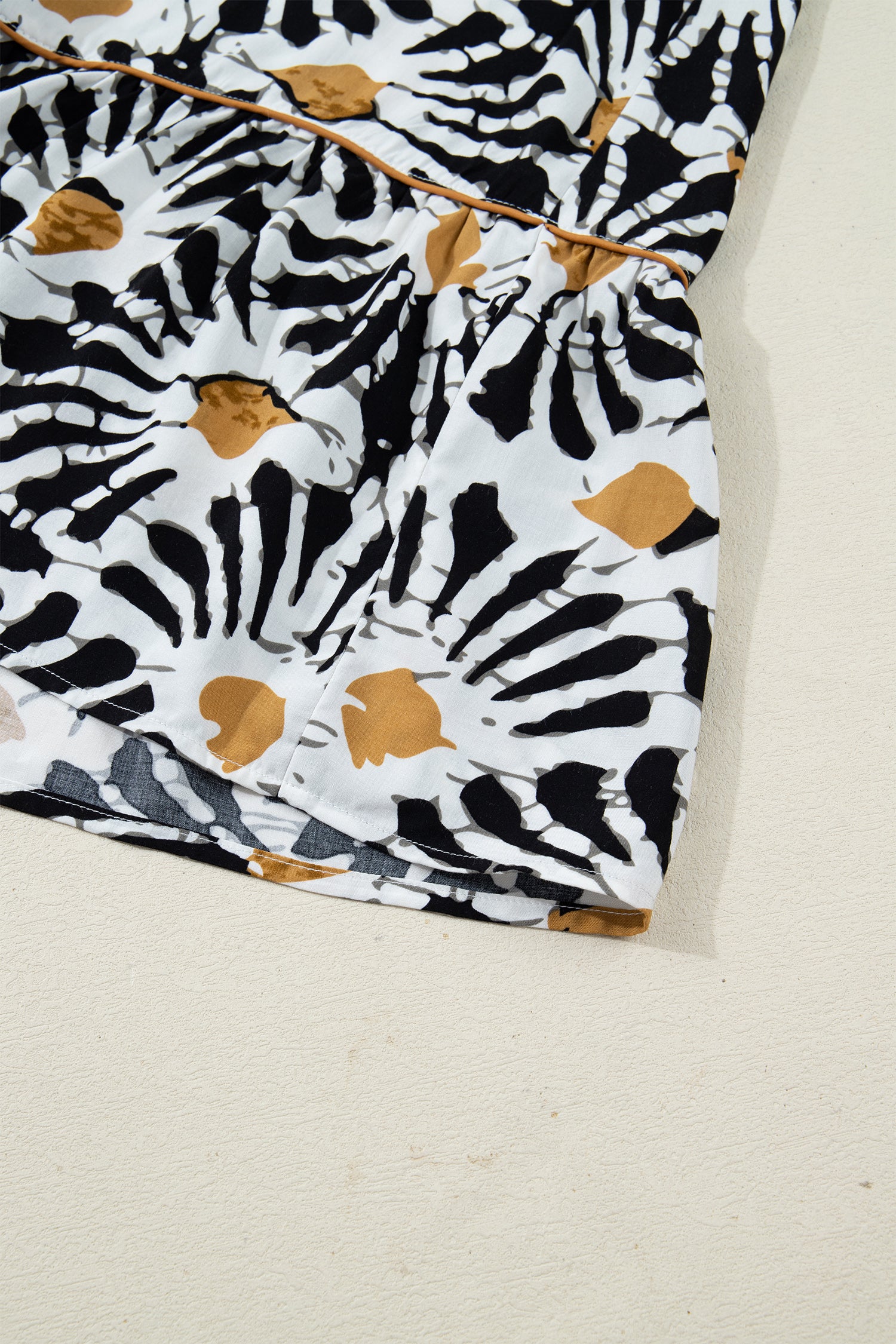 Black Abstract Floral Print Split V Neck Long Dress with Sleeves-Dresses/Maxi Dresses-[Adult]-[Female]-2022 Online Blue Zone Planet