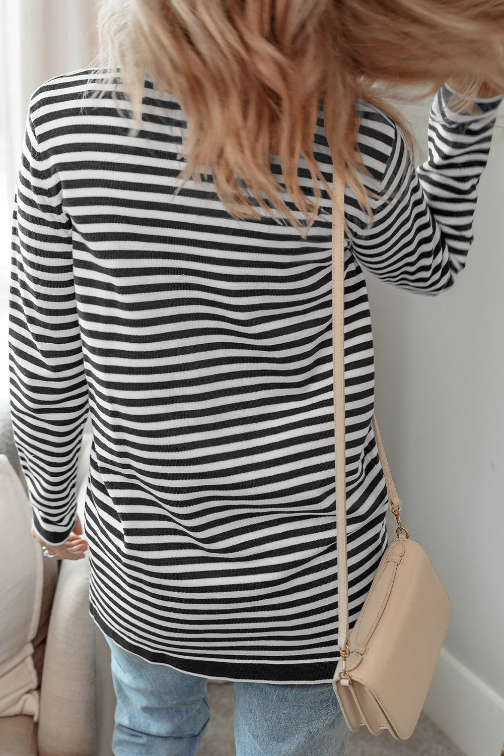 Striped Open Front Long Sleeve Cardigan-TOPS / DRESSES-[Adult]-[Female]-2022 Online Blue Zone Planet