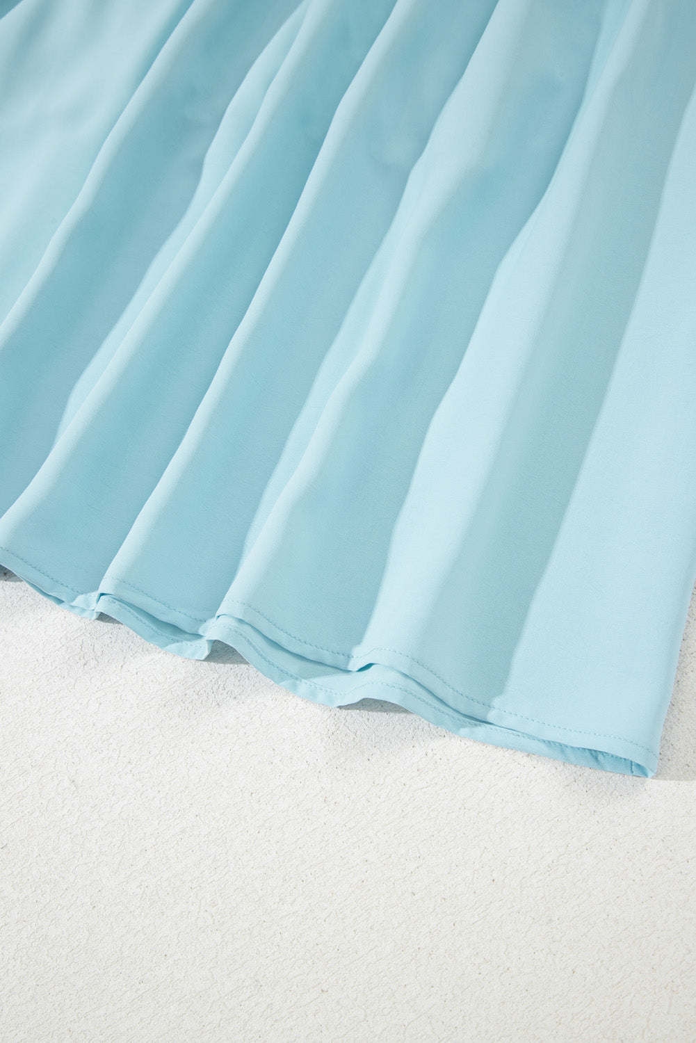 Light Blue Puff Sleeve Pleated High Waist Flowy Long Dress-Dresses/Maxi Dresses-[Adult]-[Female]-2022 Online Blue Zone Planet