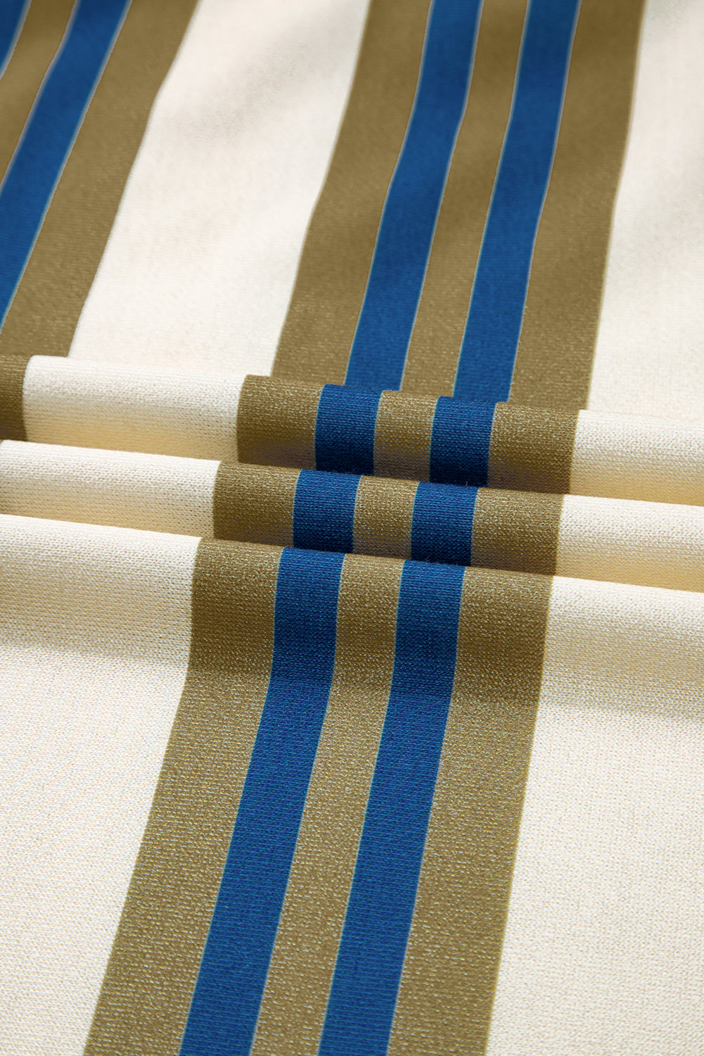 Khaki Stripe Crew Neck Drop Shoulder Pullover Sweatshirt-Tops/Sweatshirts & Hoodies-[Adult]-[Female]-2022 Online Blue Zone Planet