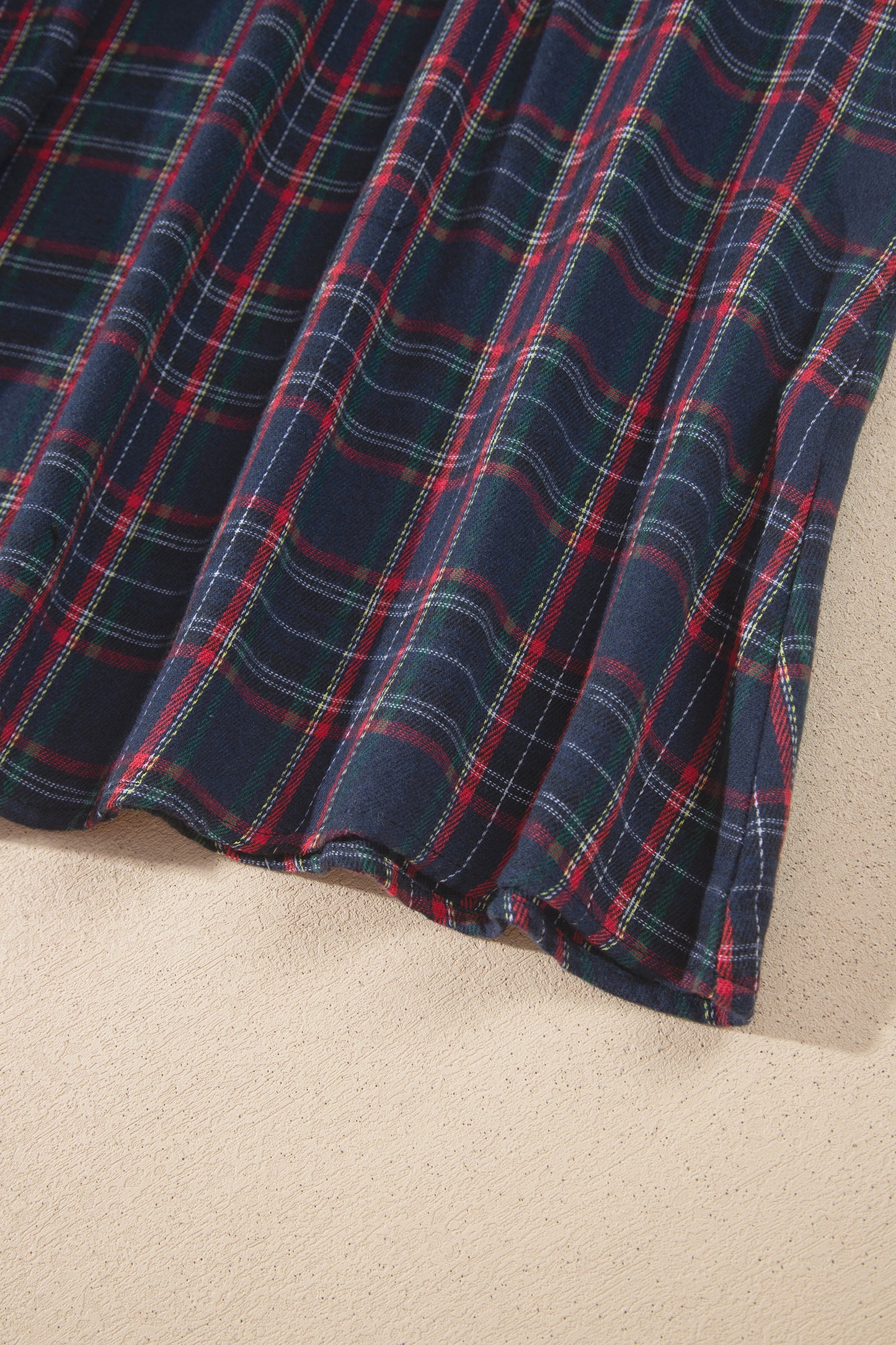 Black Plaid V Neck Belted Waist Short Sleeve Plus Size Dress-TOPS / DRESSES-[Adult]-[Female]-2022 Online Blue Zone Planet