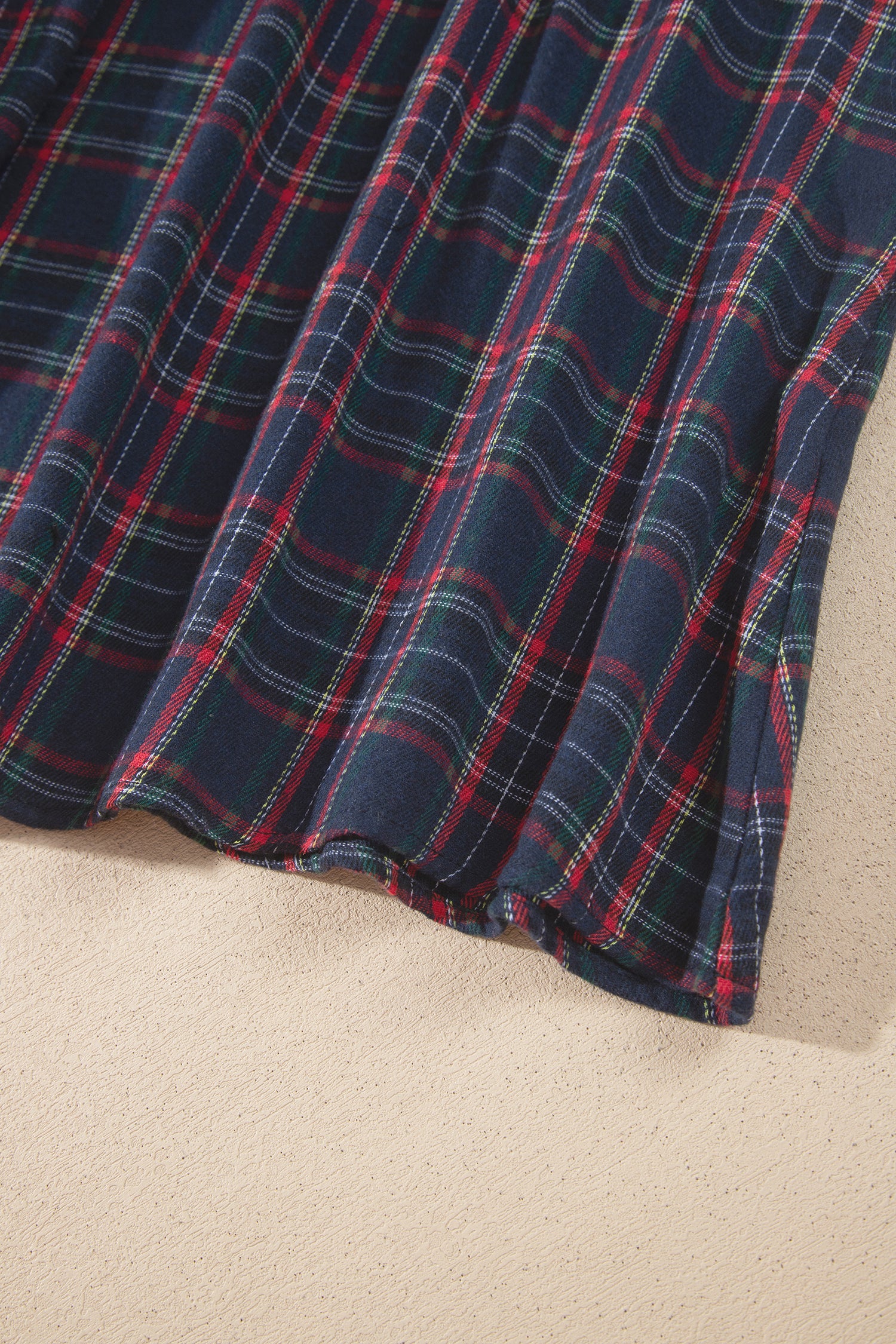 Black Plaid V Neck Belted Waist Short Sleeve Plus Size Dress-TOPS / DRESSES-[Adult]-[Female]-2022 Online Blue Zone Planet