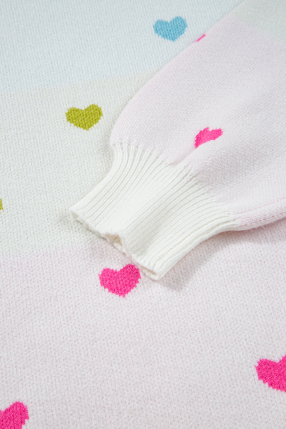 Multicolour Heart Pattern Colorblock Knit High Neck Baggy Sweater-Sweaters & Cardigans/Sweaters-[Adult]-[Female]-2022 Online Blue Zone Planet